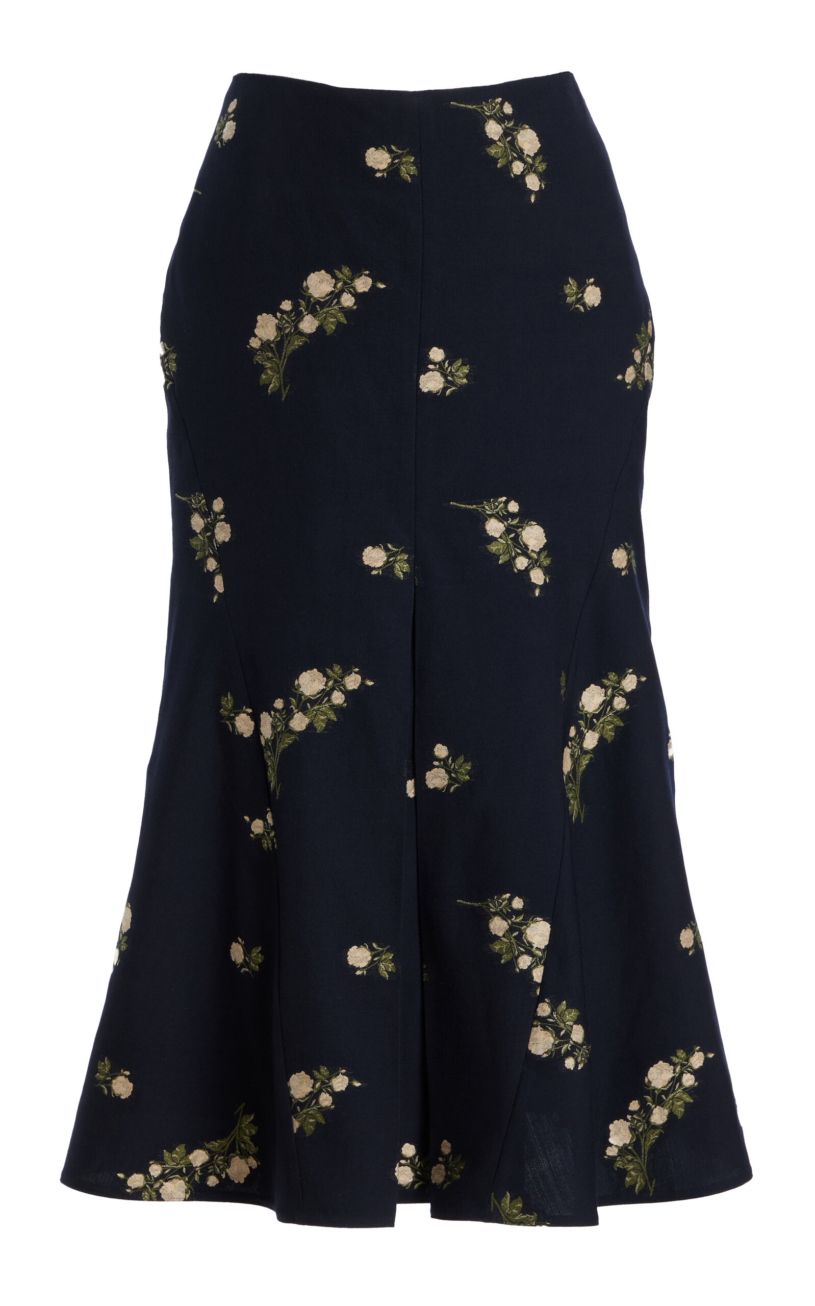 Erdem Wool-Cotton Midi Skirt - Navy