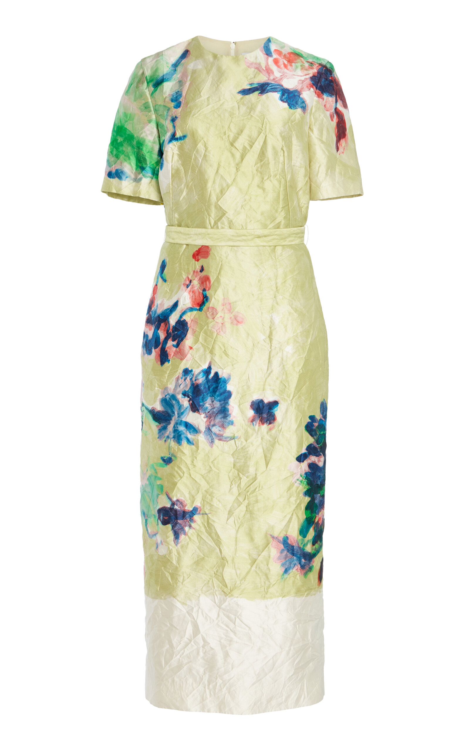 Erdem Crinkled Satin Midi Dress