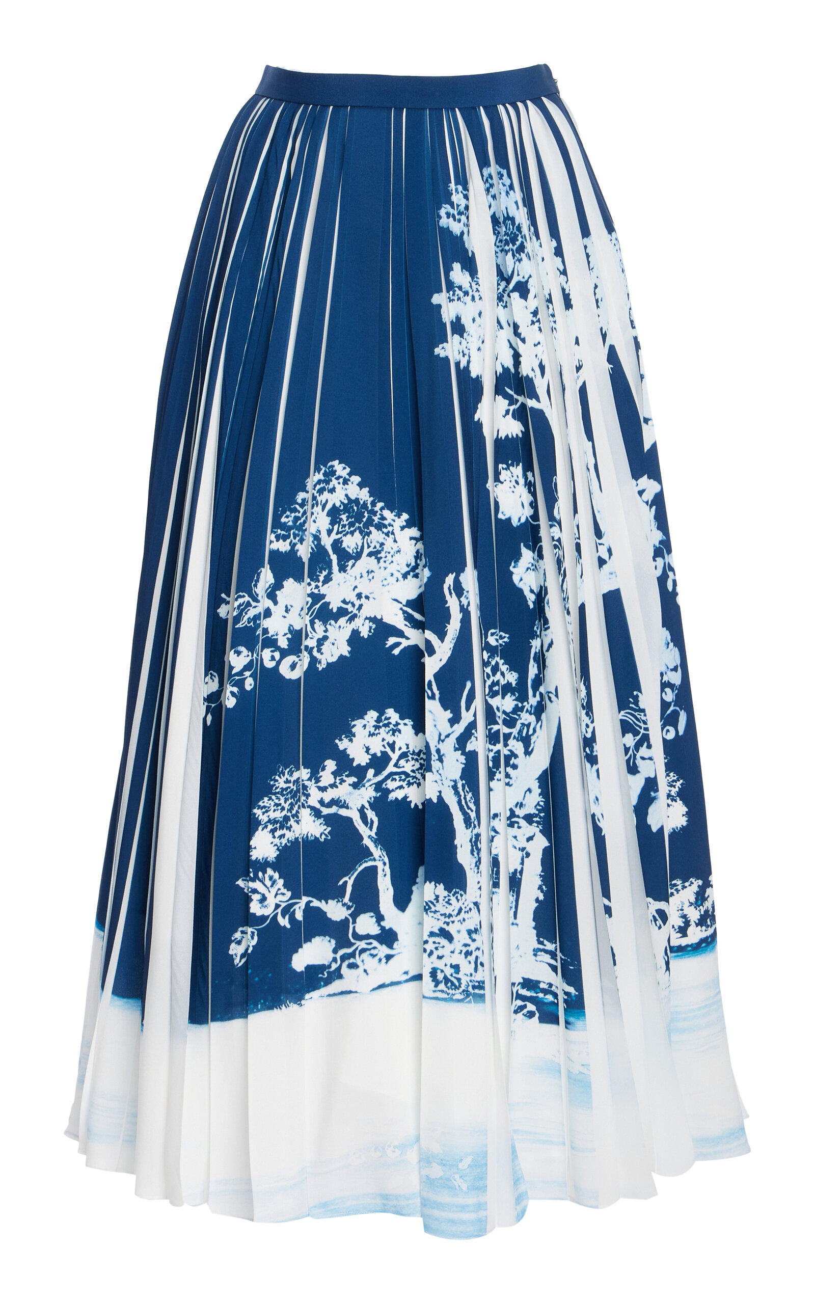 Erdem Pleated Poplin Midi Skirt