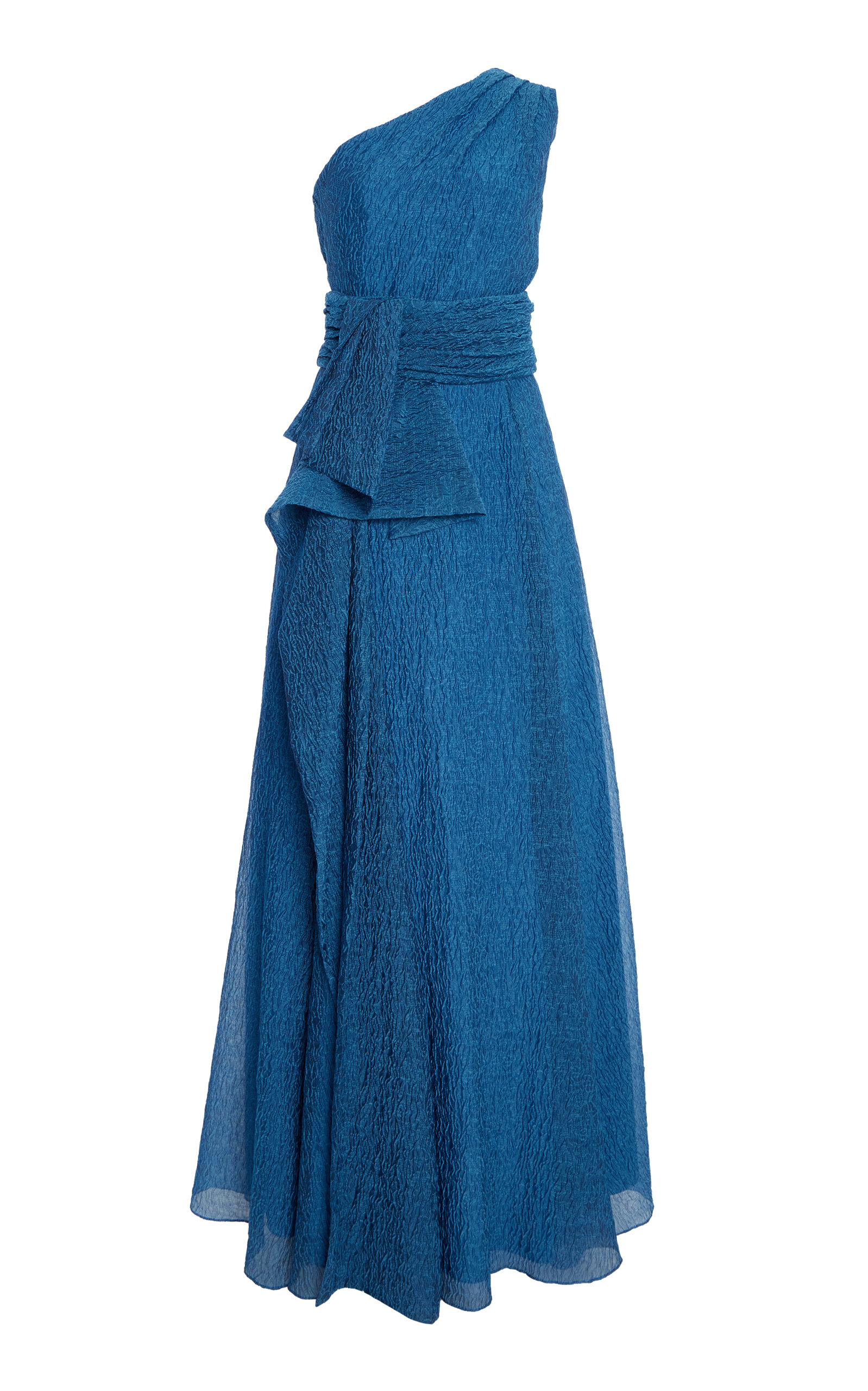 Erdem Asymmetric Crepe Gown In Blue