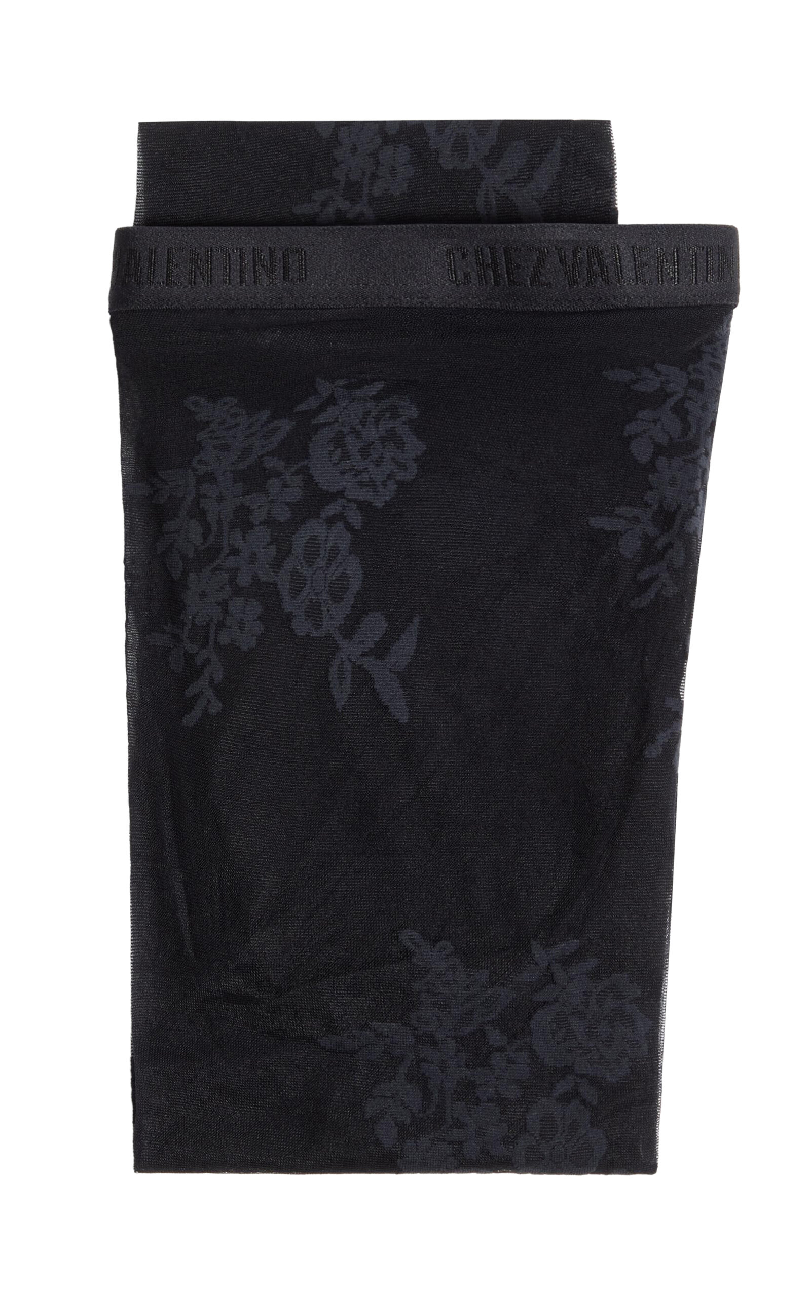Valentino Sheer Floral Pattern Lycra Tights With Elastic Waistband
