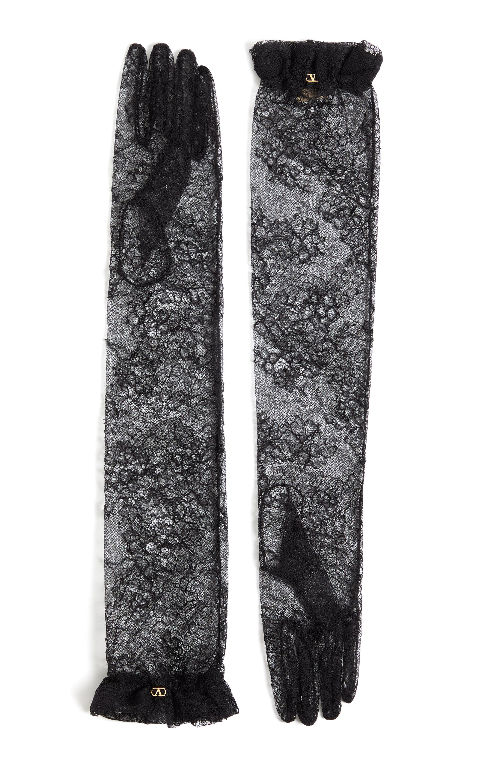 Valentino Garavani Long Lace Gloves In Black