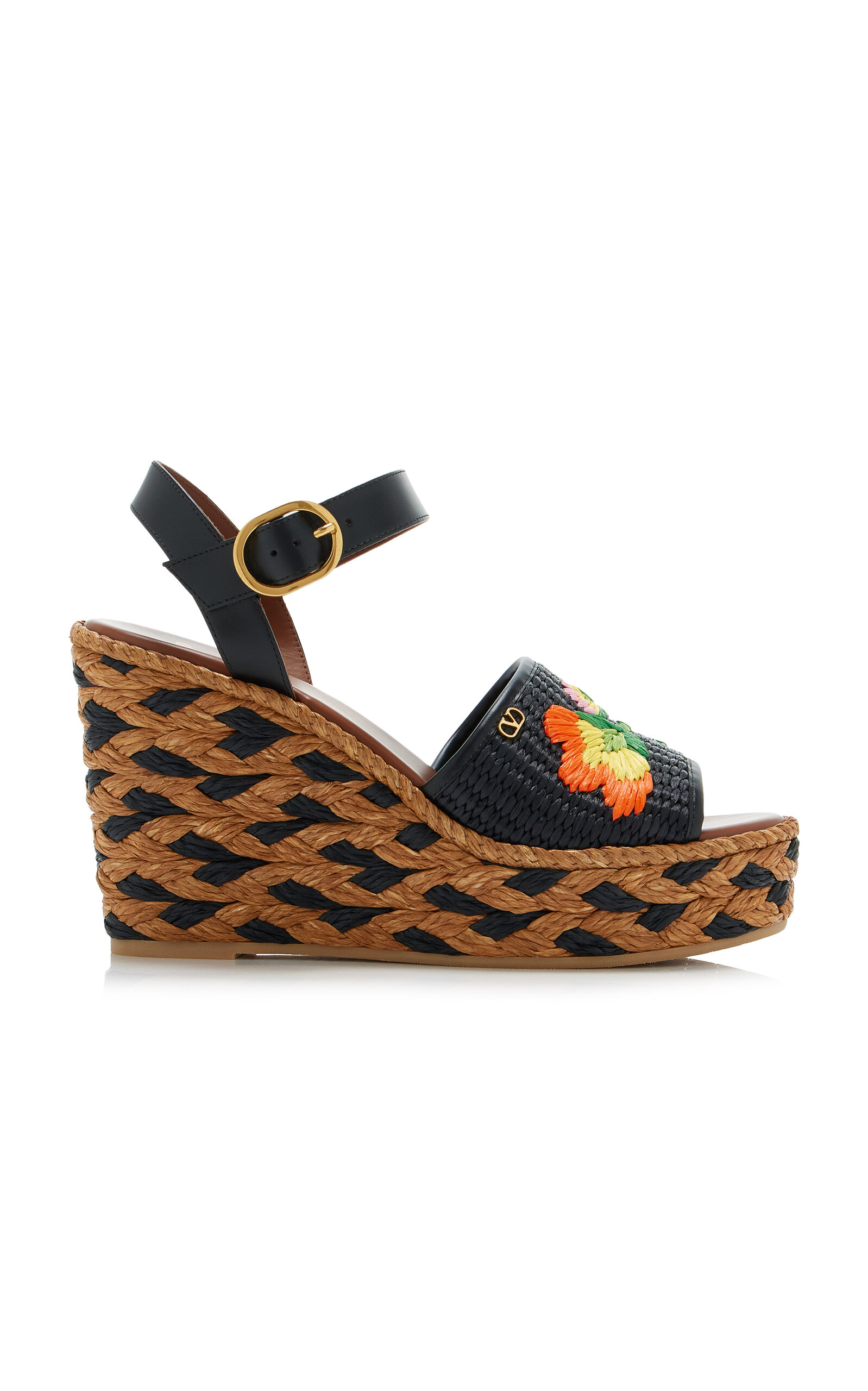 Valentino Garavani Bribri Floral Raffia Platform Wedge Espadrilles