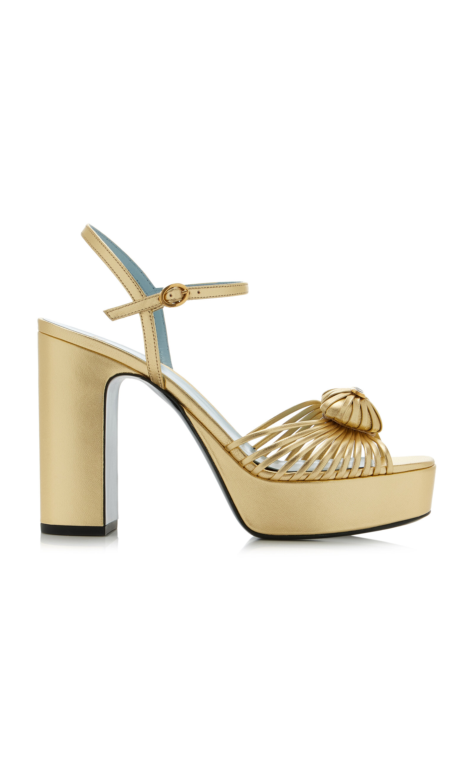 Valentino Garavani Royal Metallic Leather Platform Sandals - Moda Operandi
