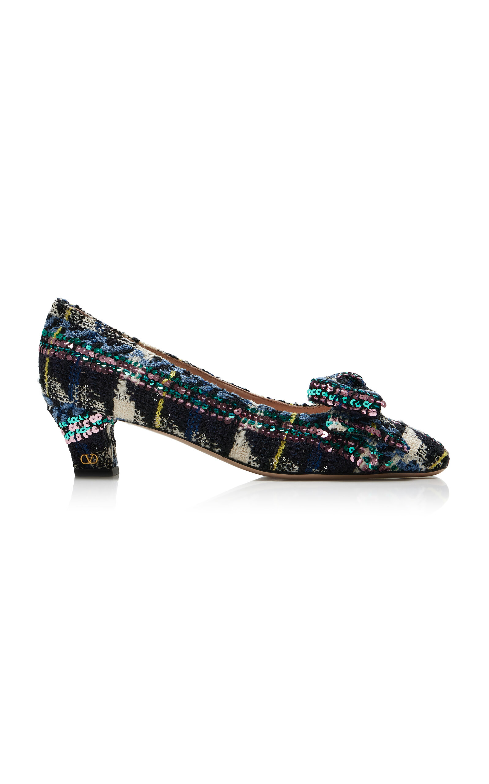Valentino Garavani Bowow Tweed Pumps In Multi