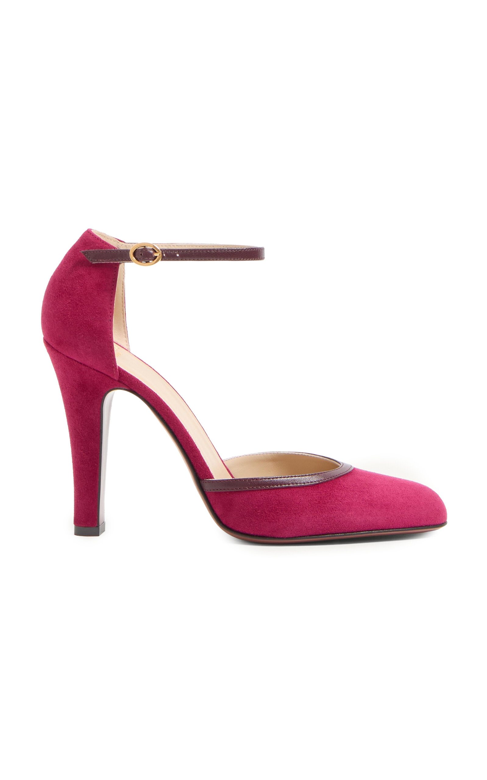 Valentino Suede Pumps With Buckle Detail And Pointed Toe