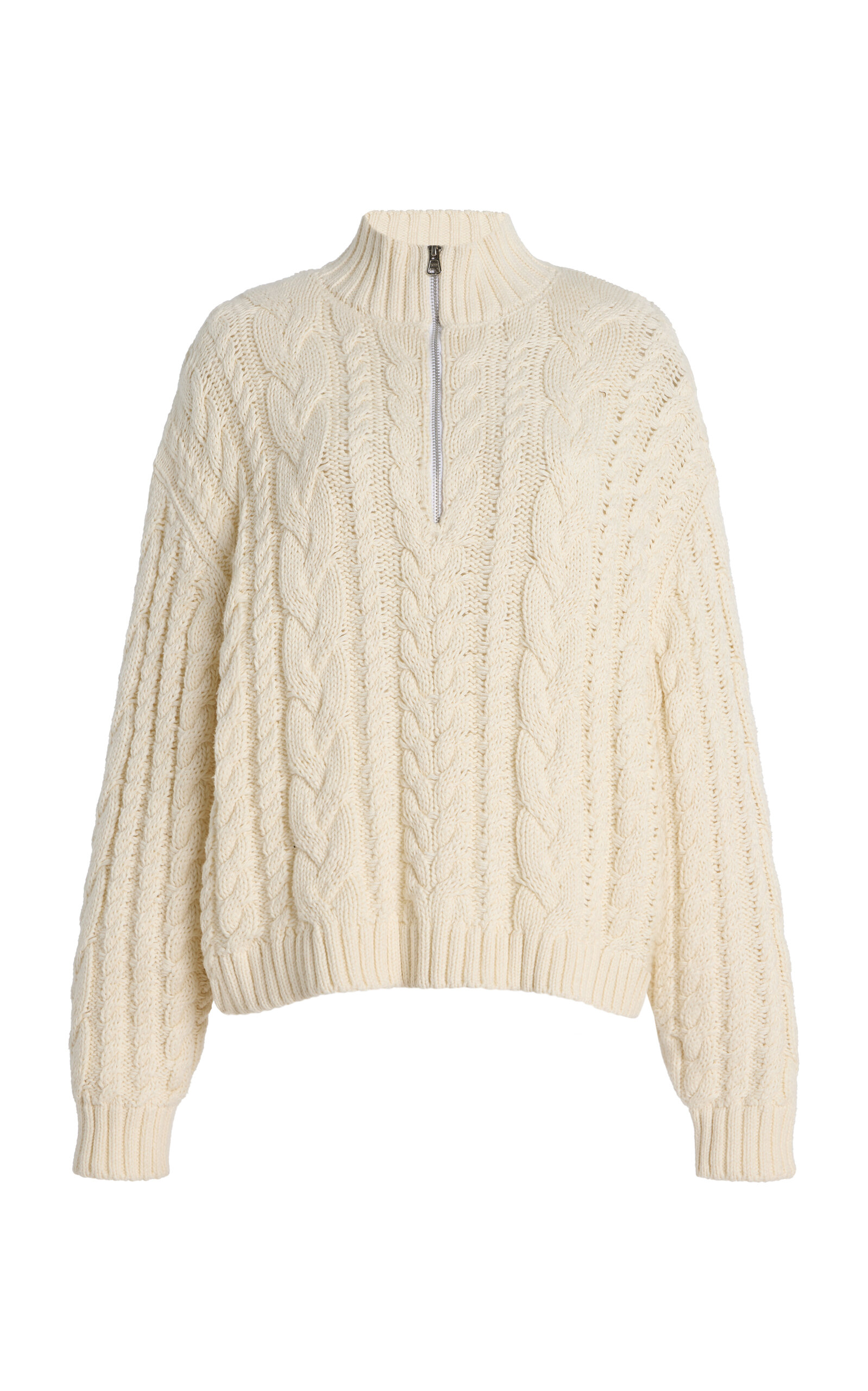 Jenni Kayne Cable-Knit Cotton Sweater - Ivory - XS