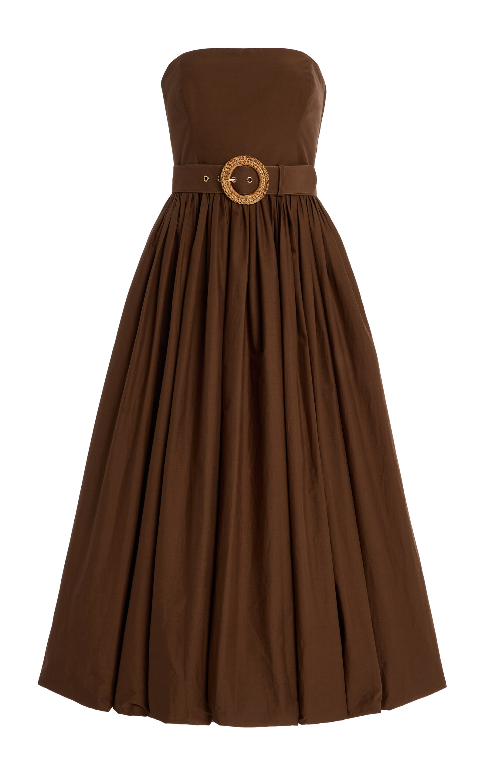 Cara Cara Anisha Belted Strapless Linen Bubble-Hem Midi Dress - Women's Clothing