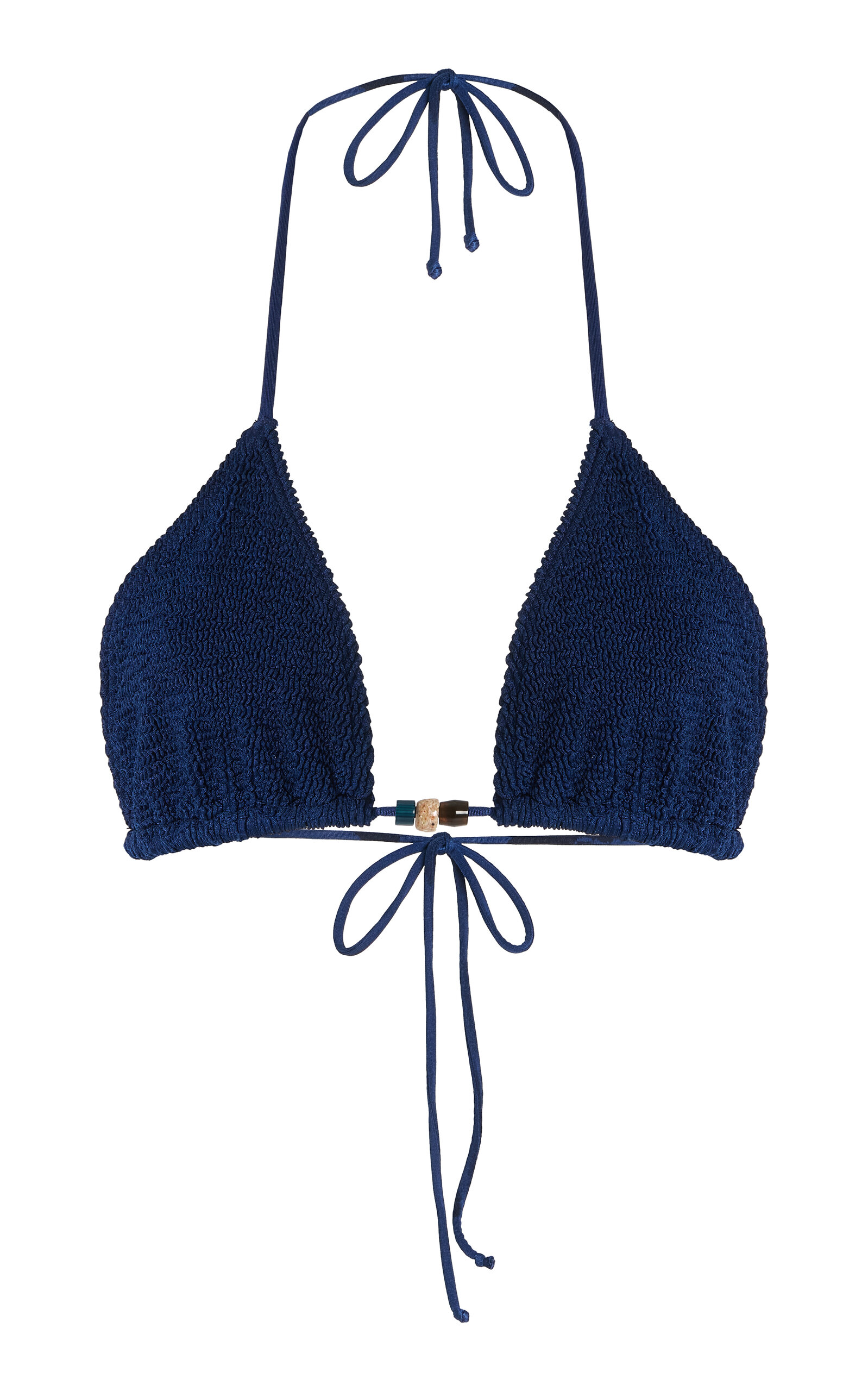 Bondeye Ingrid Beaded Triangle Bikini Top In Navy
