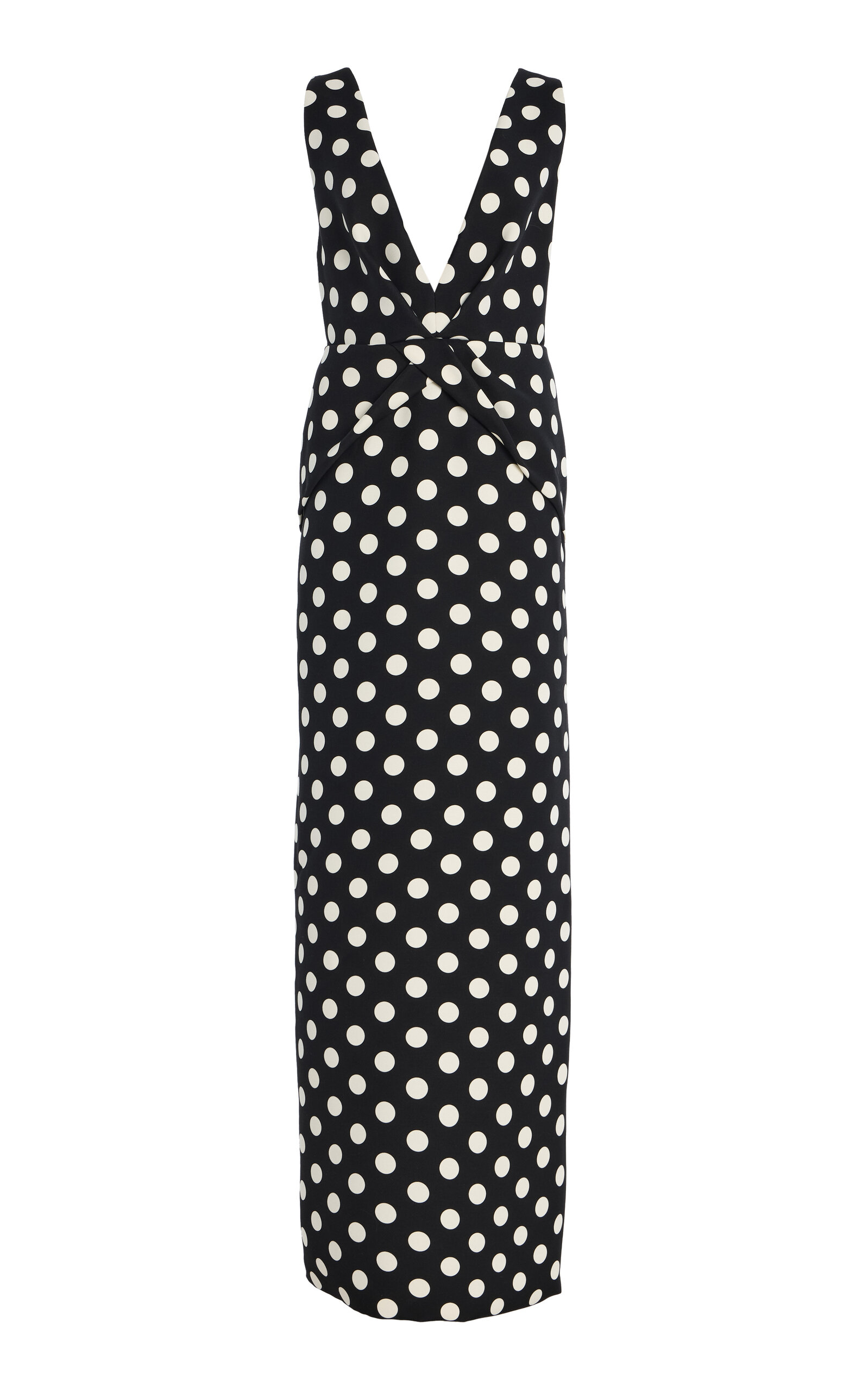 Brandon Maxwell Exclusive Riviera Polka-Dot Wool-Silk Maxi Dress