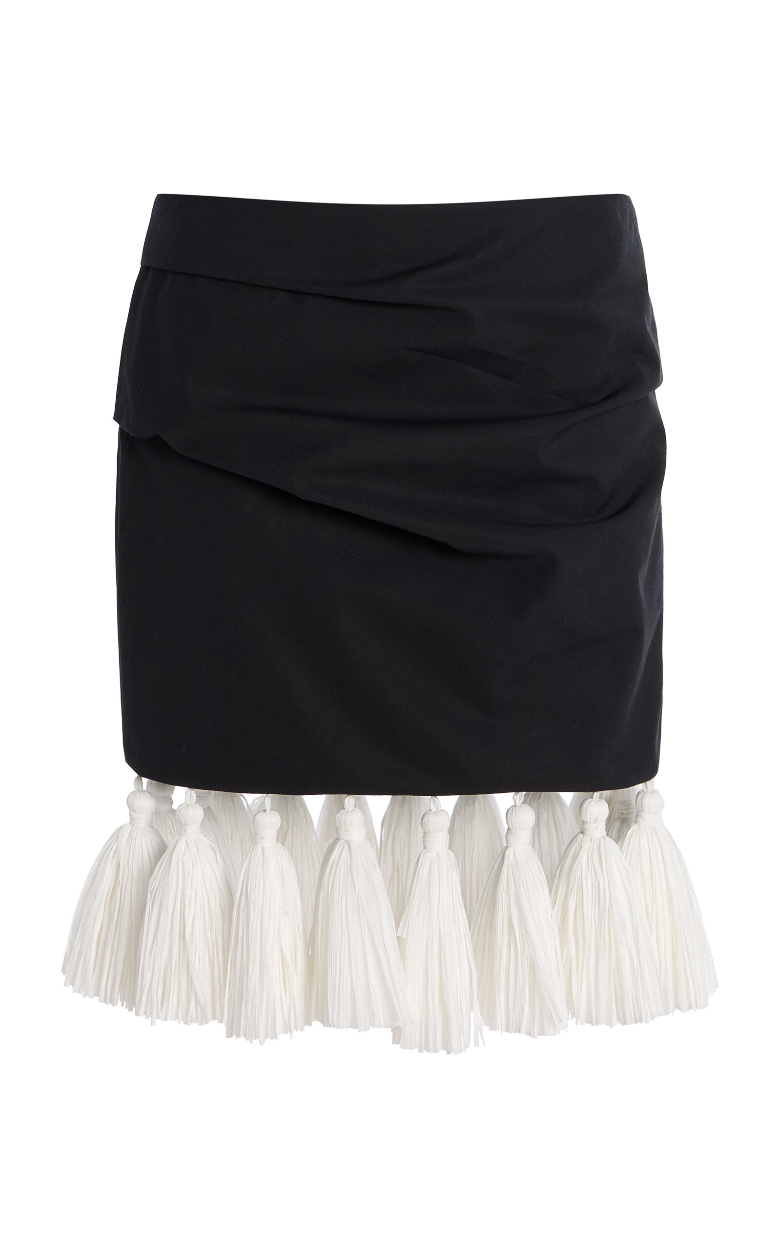Exclusive RIviera Asymmetric Draped Cotton Mini Skirt
