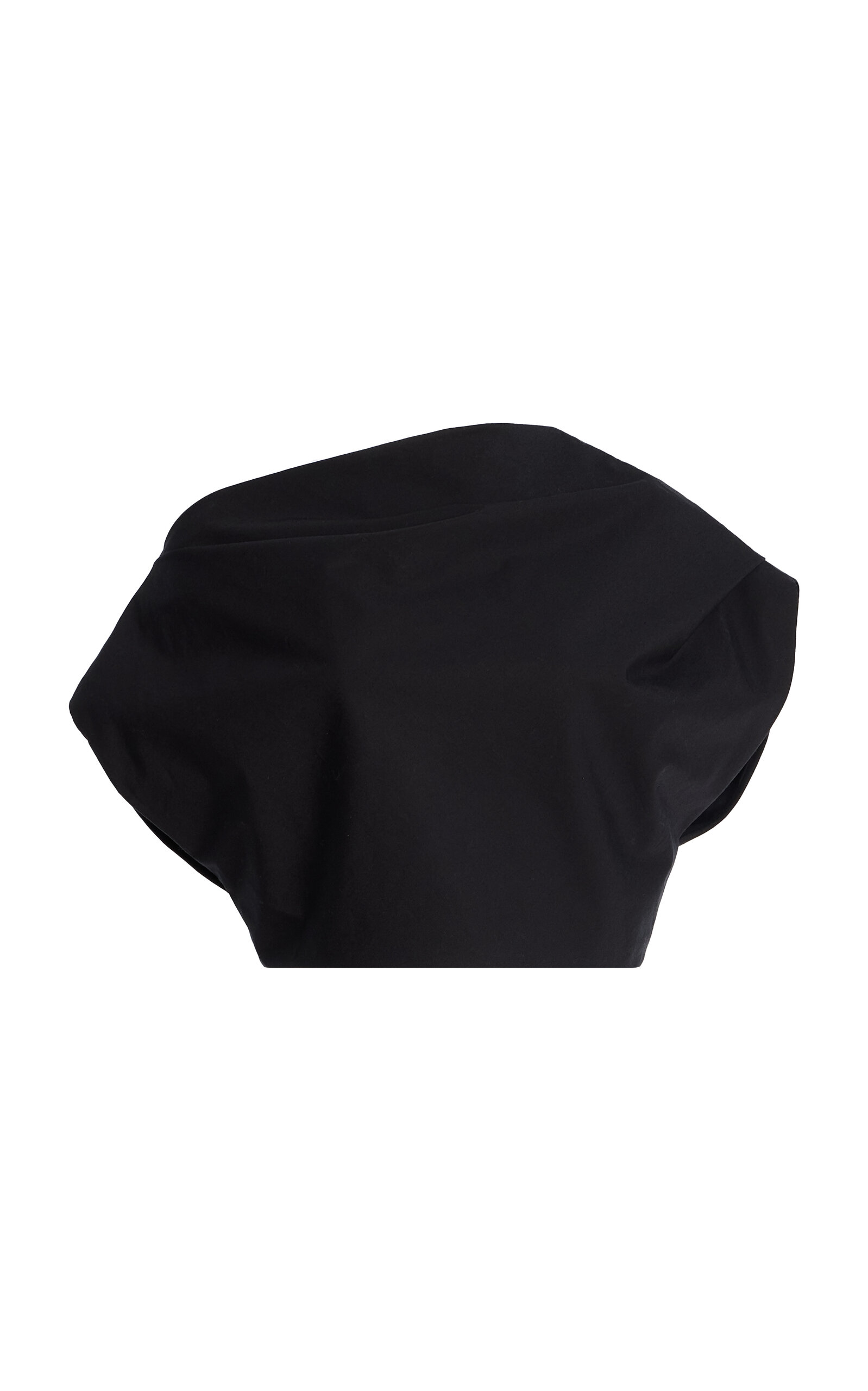Brandon Maxwell Exclusive RIviera Asymmetric Draped Satin Cotton Crop Top