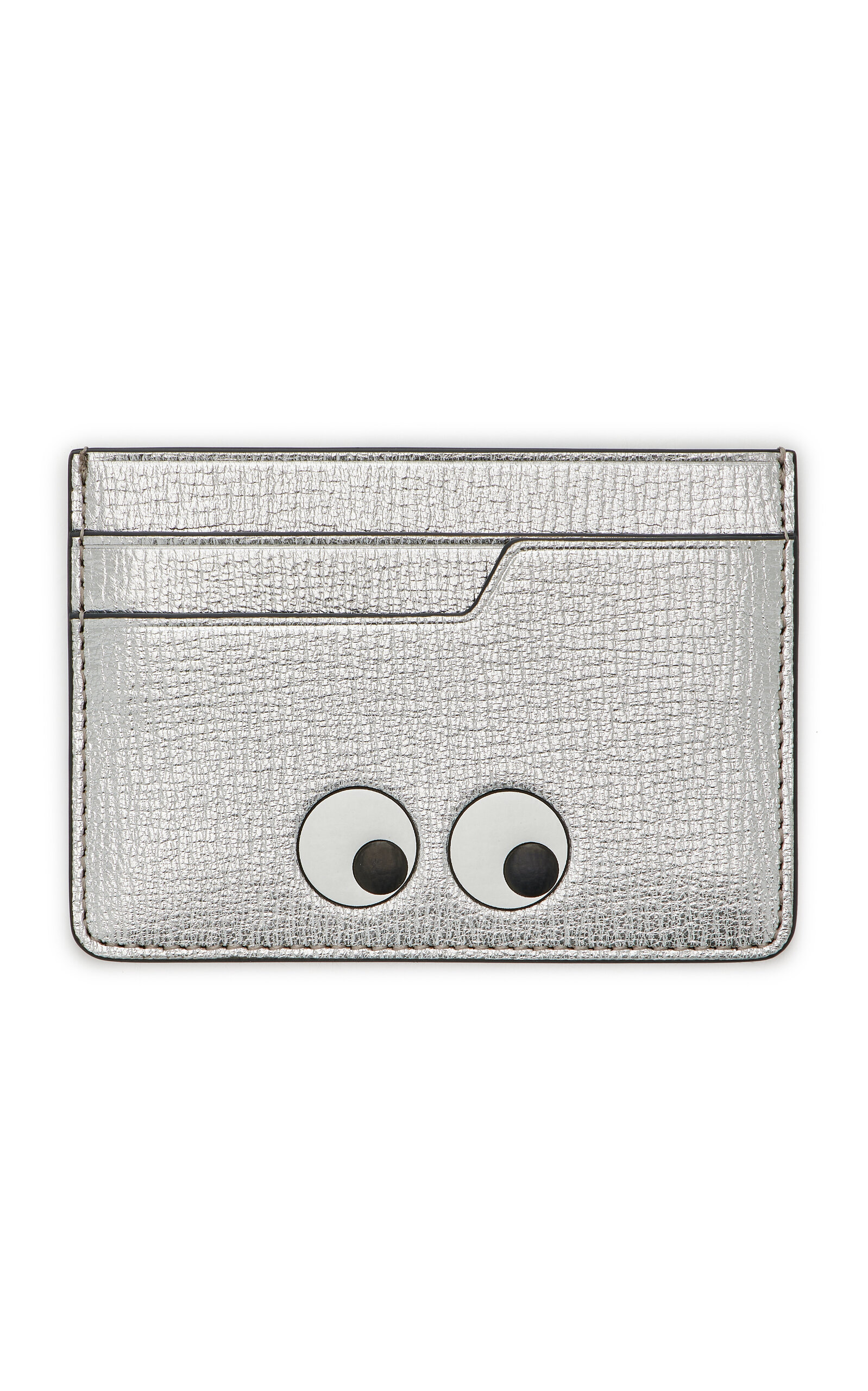 Anya Hindmarch Eyes Leather Card Case In Silver