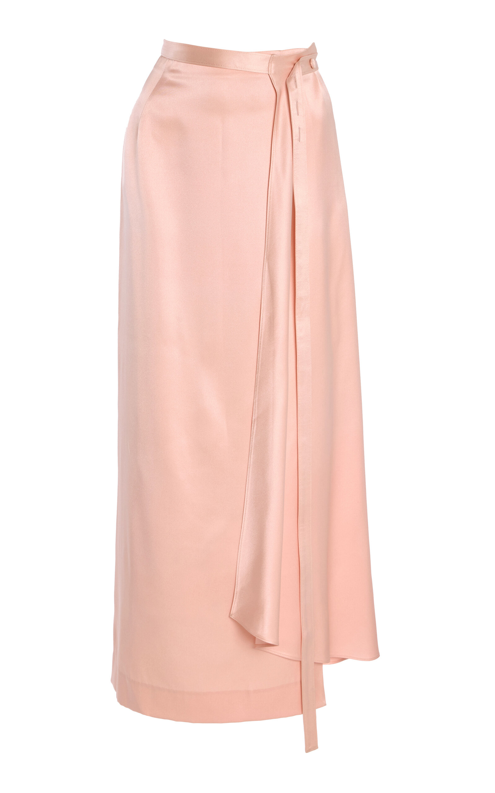 Bruna Silk Charmeuse Midi Wrap Skirt