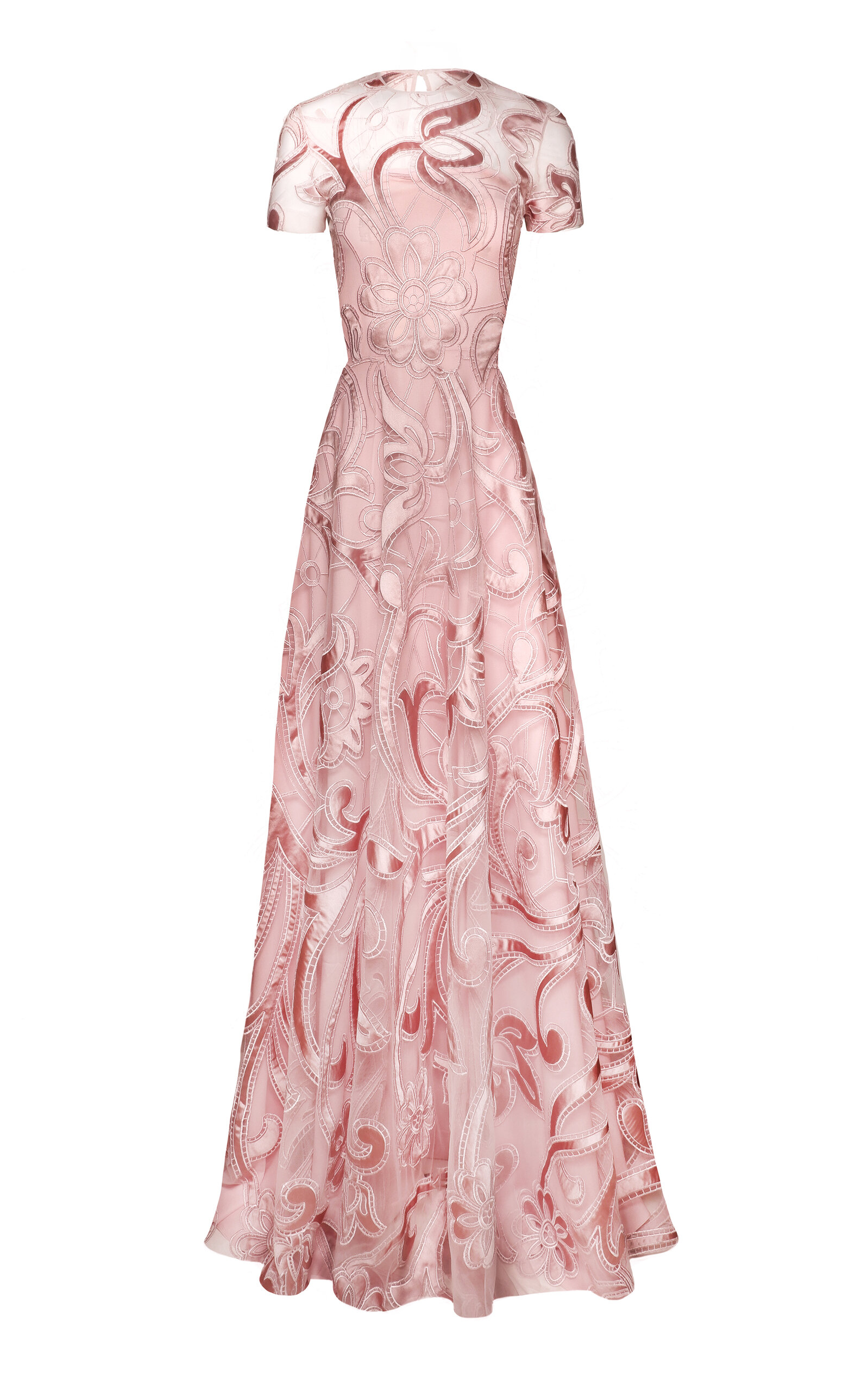 Naeem Khan Abstract Patterned Tulle Gown In Pink