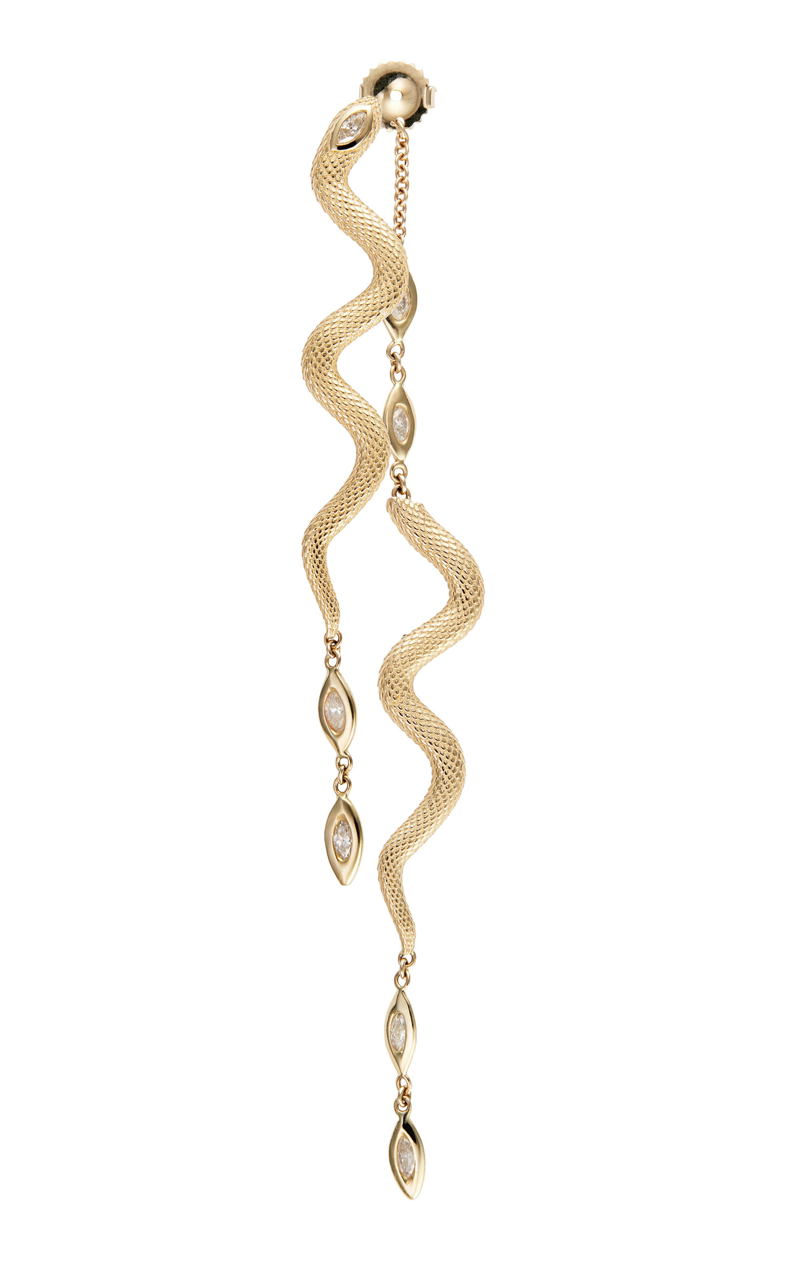 Snake 14K Yellow Gold Diamond Single Earring