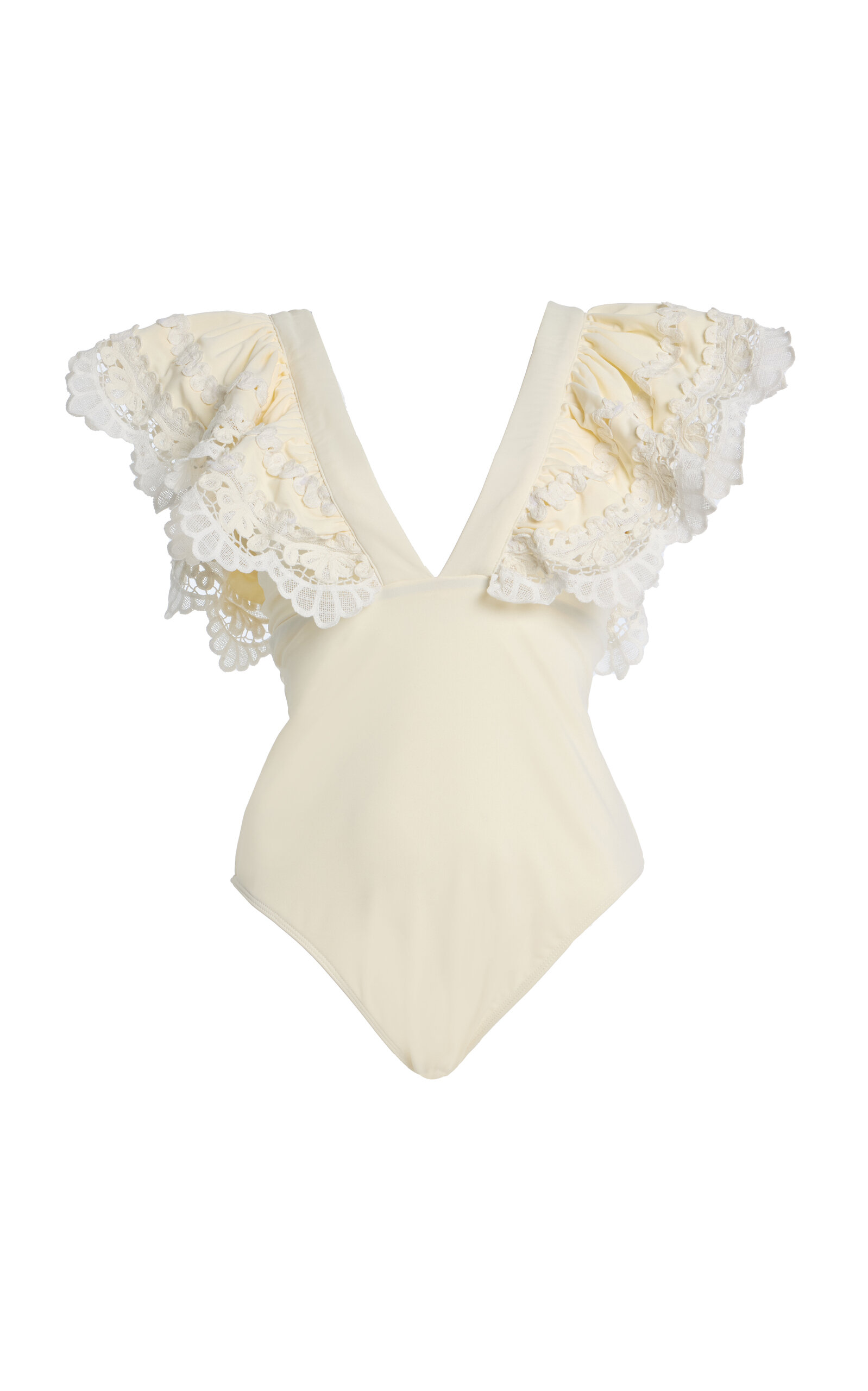 Sea Iyla Ruffled Lace-Trimmed One-Piece Swimsuit - White
