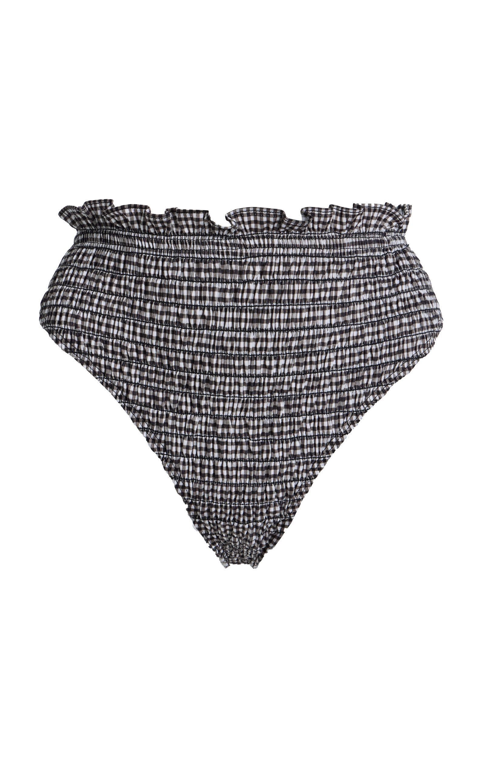 Sea Neci Shirred Gingham Bikini Bottom In Gray