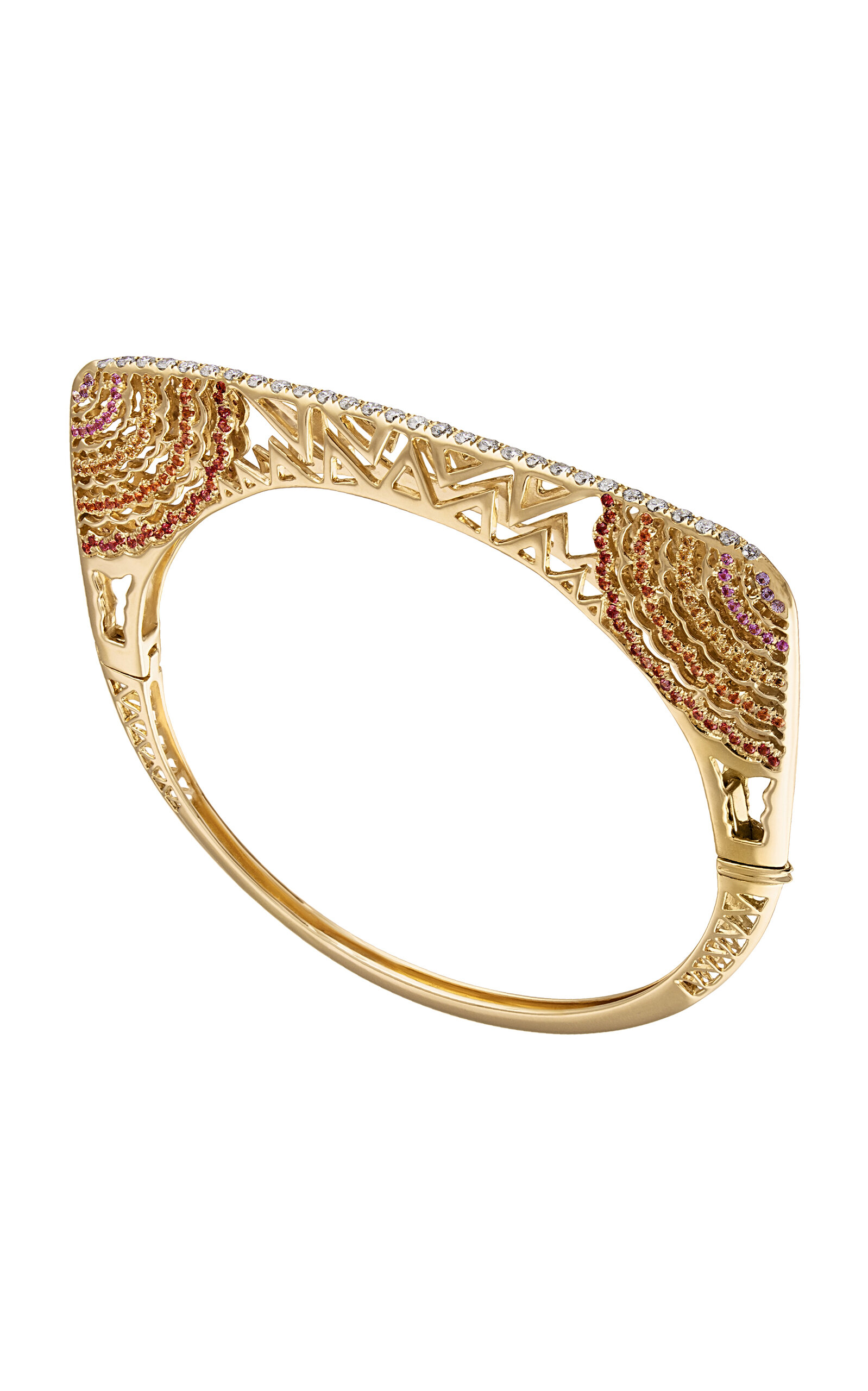 Eden Presley Horizon 14k Yellow Gold Diamond; Sapphire Bangle In Gold