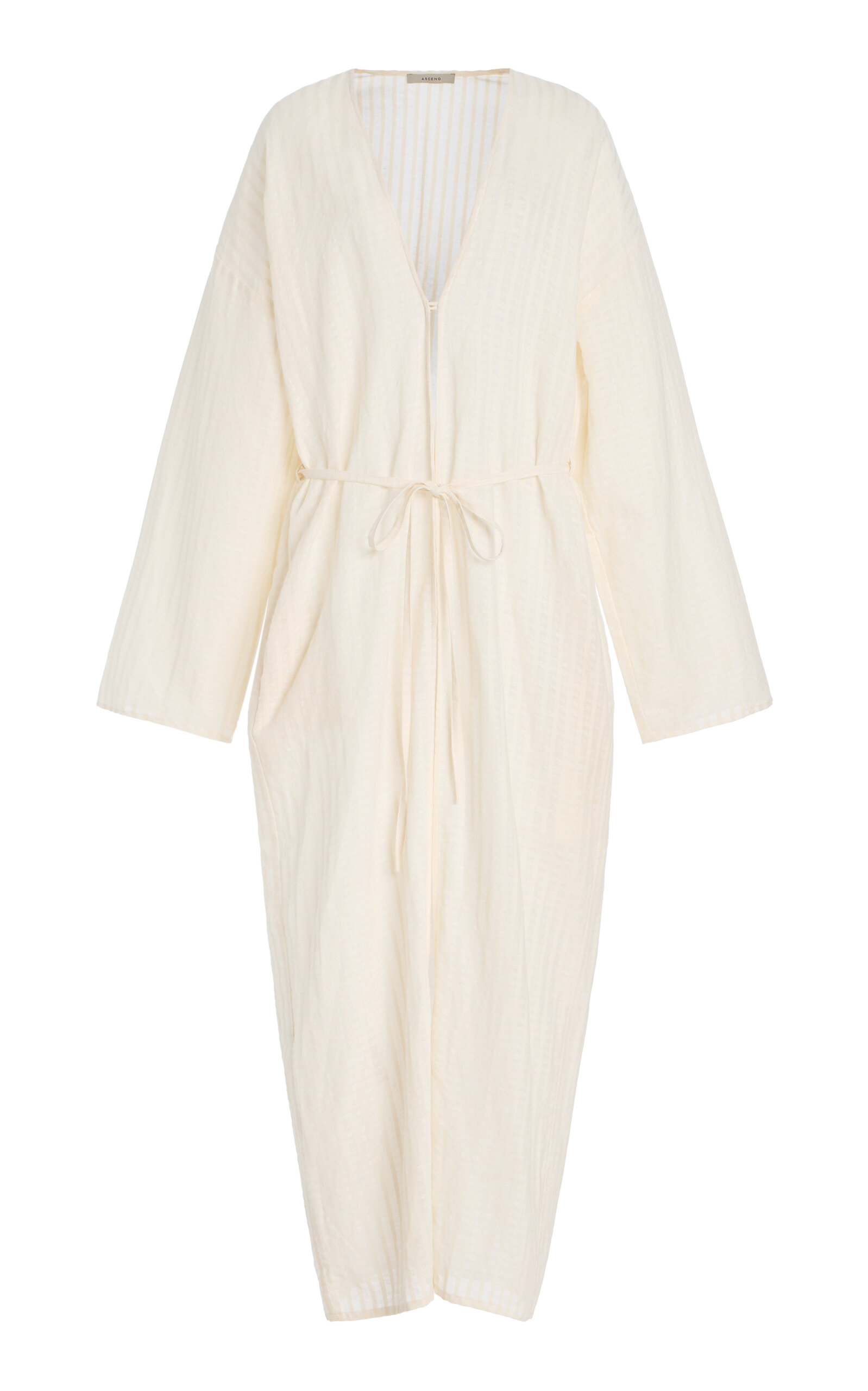 Asceno The Lorenzo Cotton-Linen Robe - White