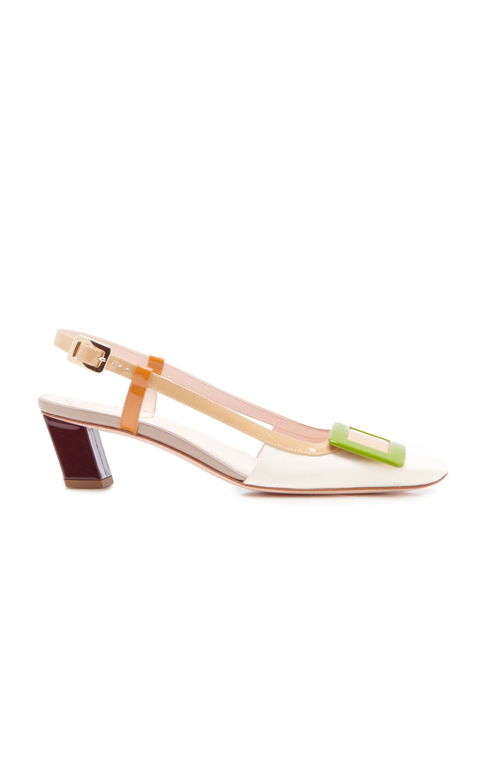 Roger Vivier Belle Vivier Multicolour Patent Leather Slingback In Neutral
