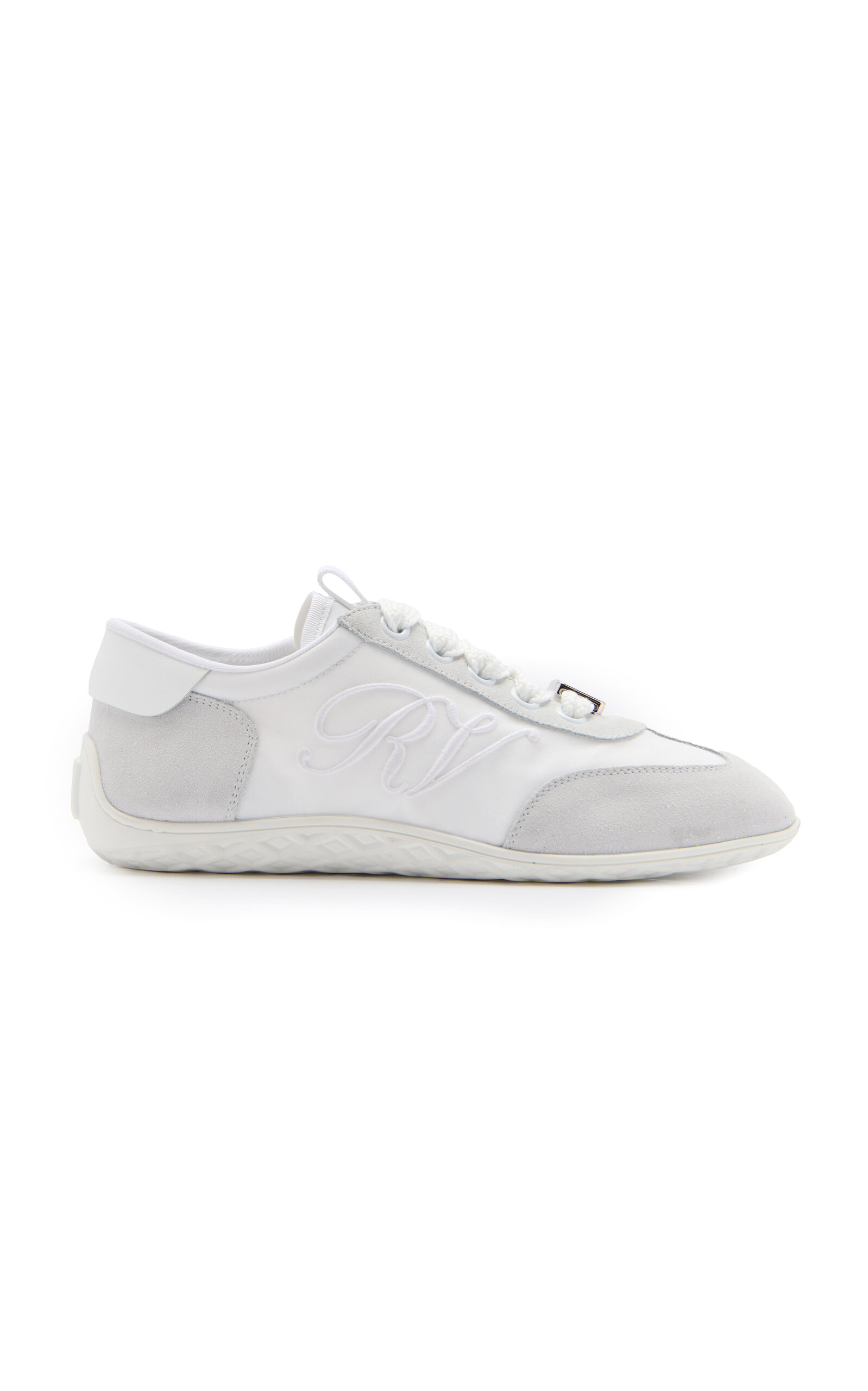 Roger Vivier Viv Suede-trimmed Canvas Sneakers In White