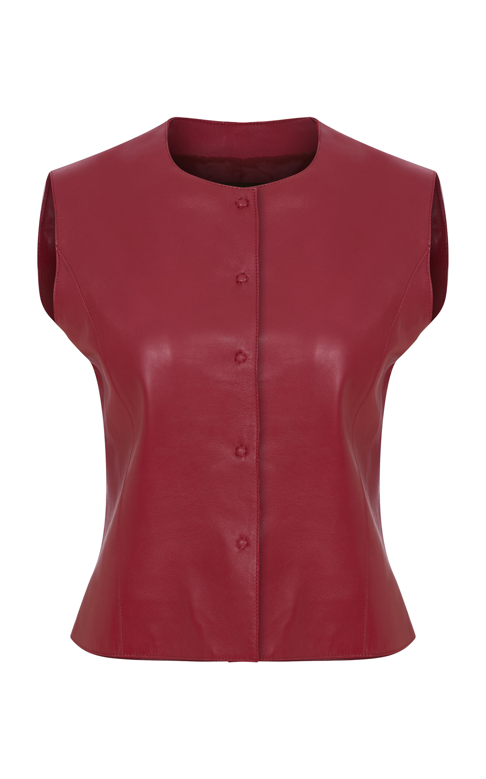 Anim Marly Leather Vest In Berry