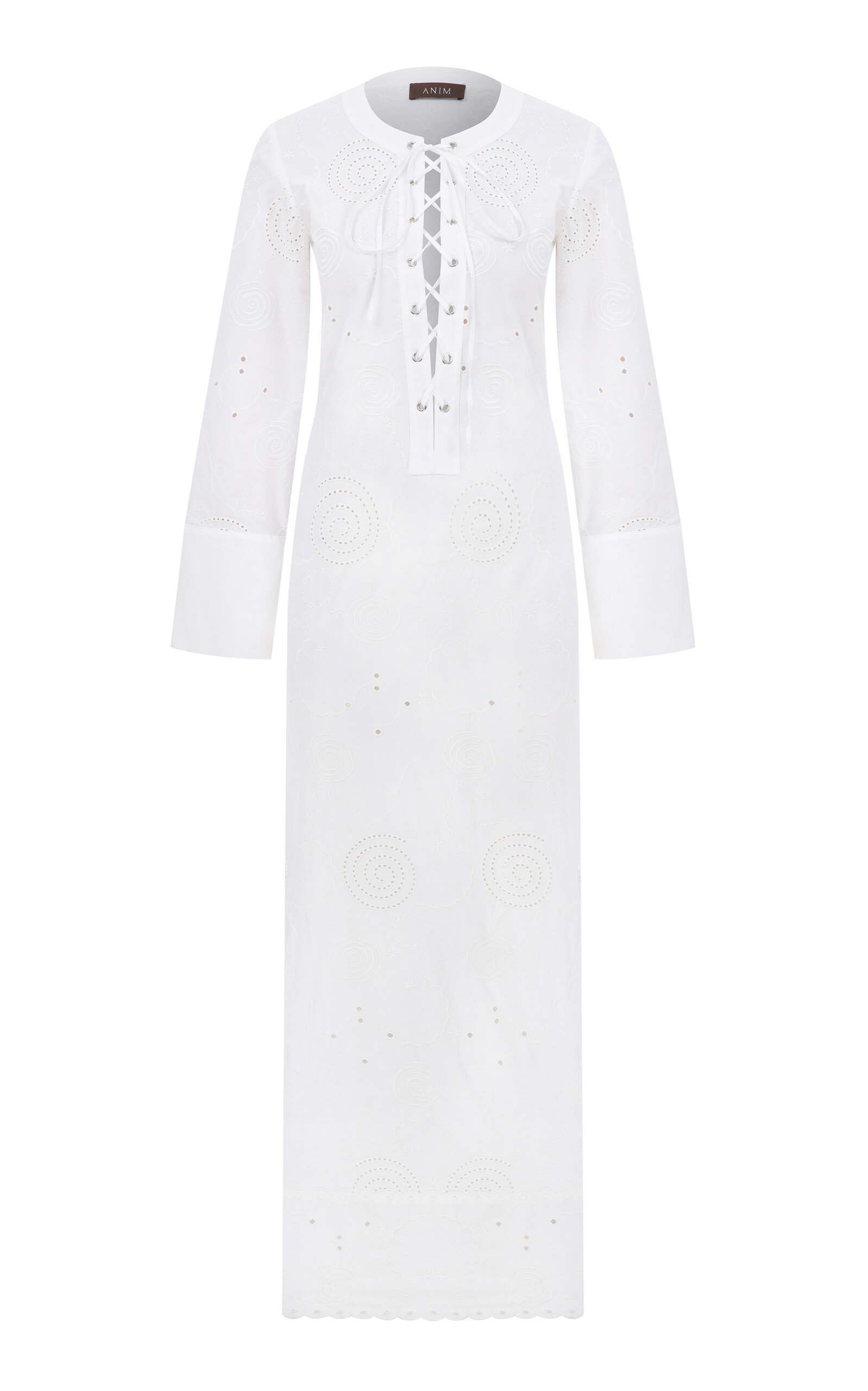 ANIM Fina Lace-Tie Cotton Maxi Dress