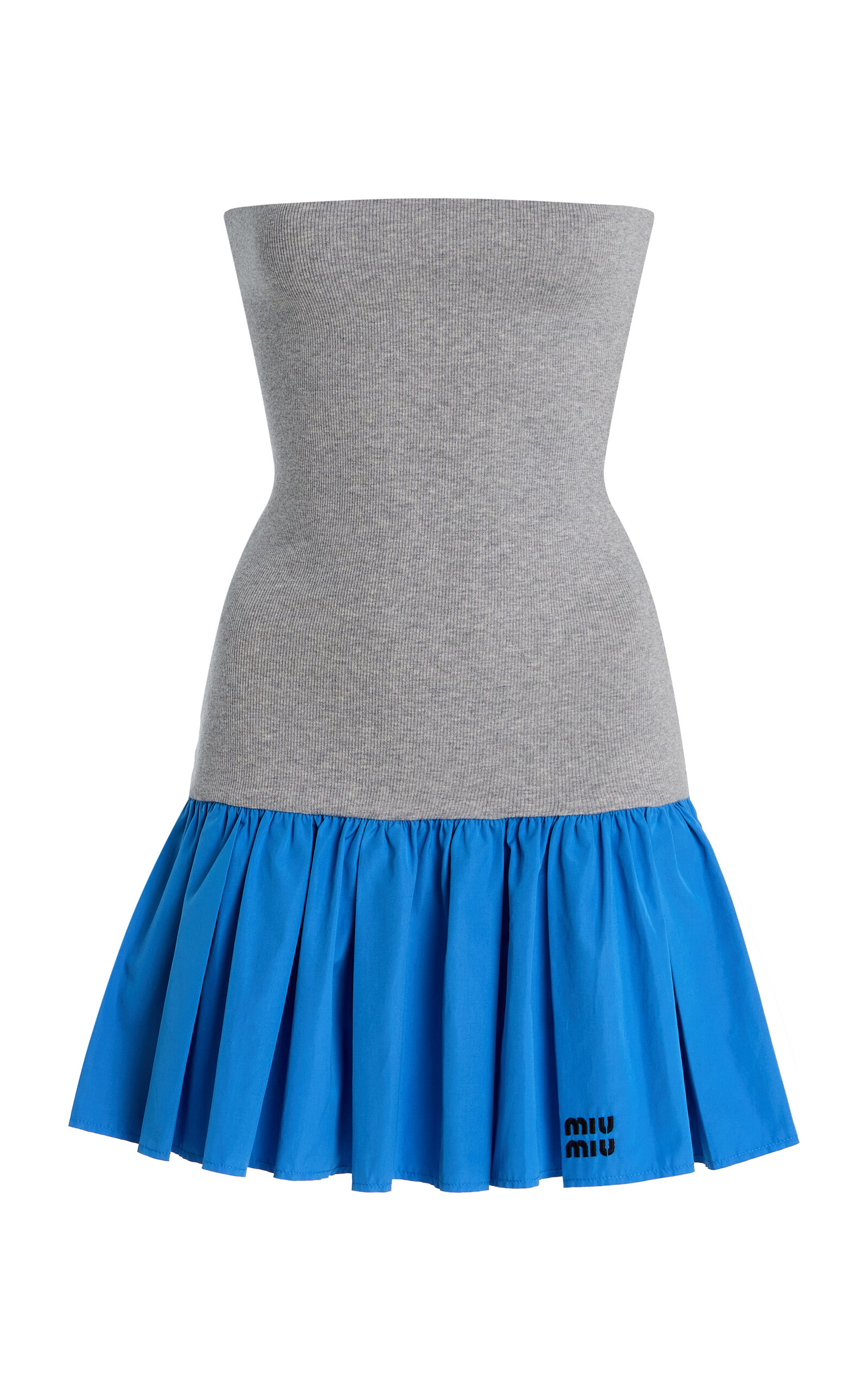 Miu Miu Jersey and Poplin Mini Dress - Women's Clothing