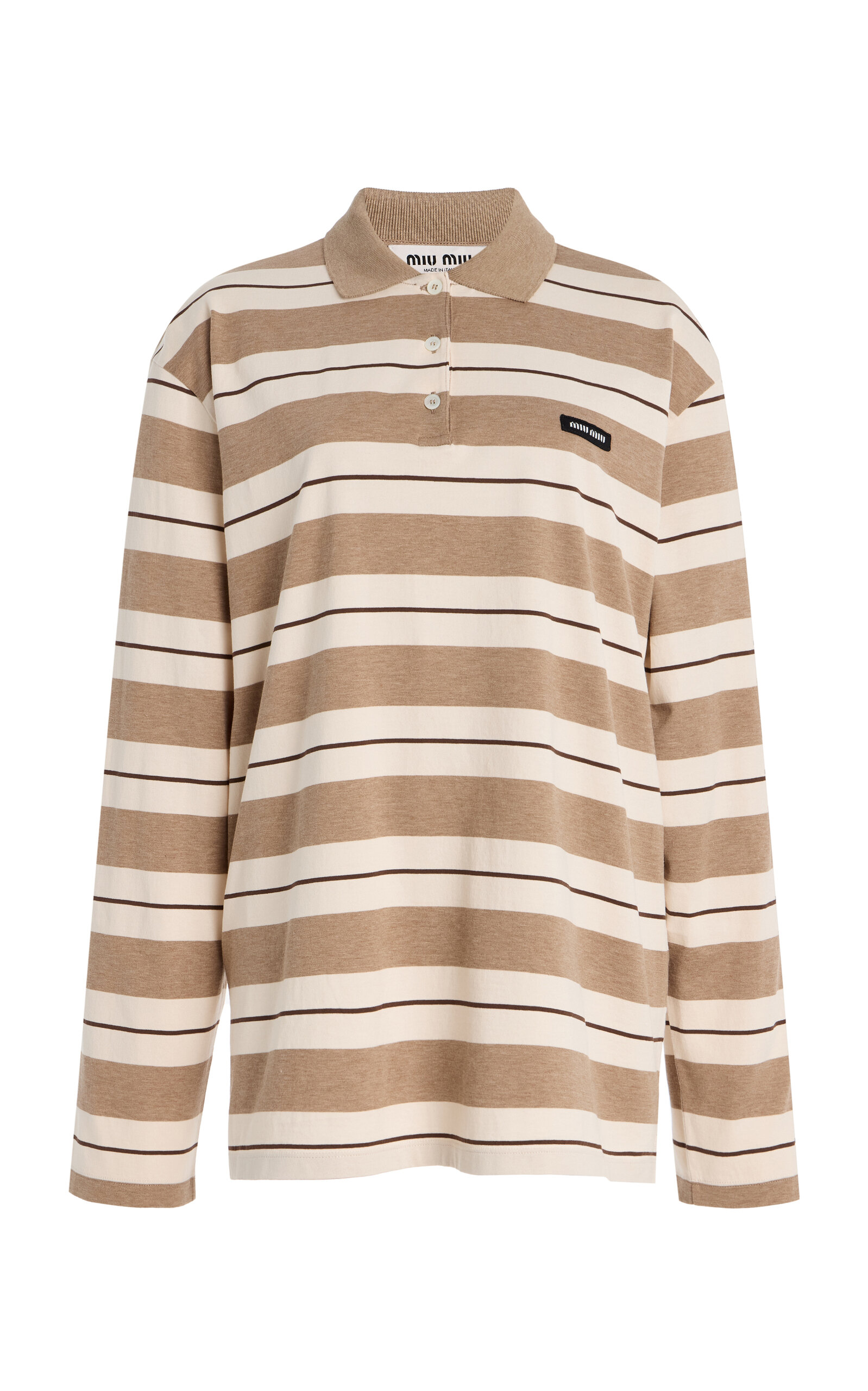 Miu Miu Striped Cotton Polo Top