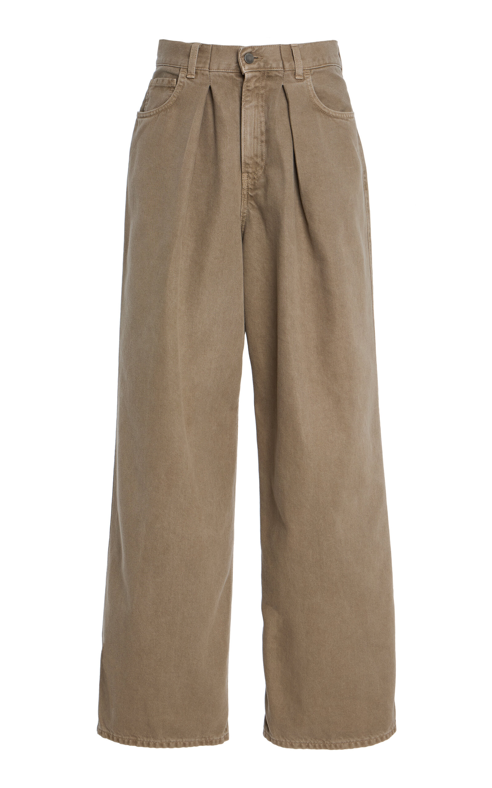 HAIKURE Candy Pleated Stretch Low-Rise Wide-Leg Jeans