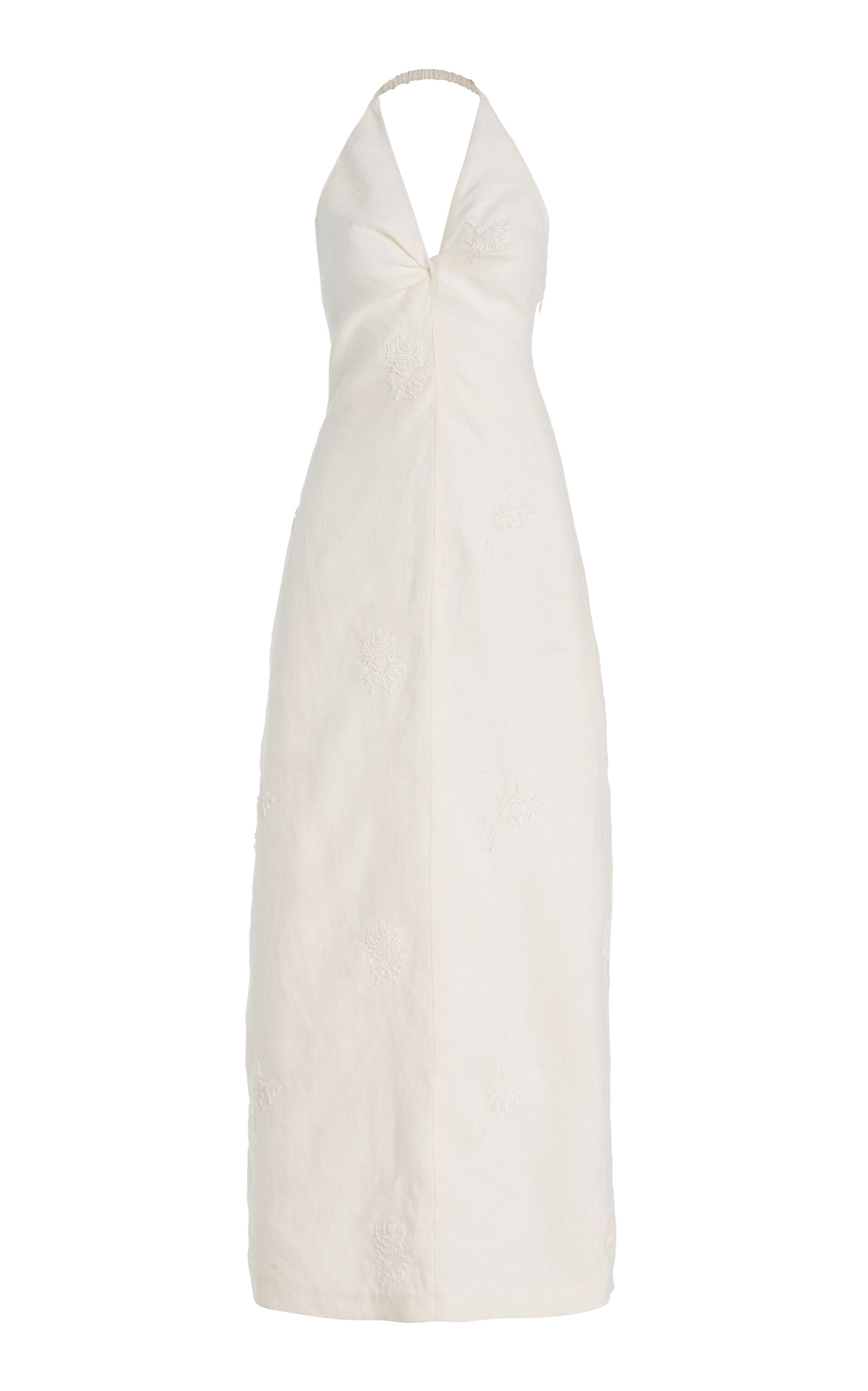 SIR. Alessandra Beaded Linen Maxi Halter Dress