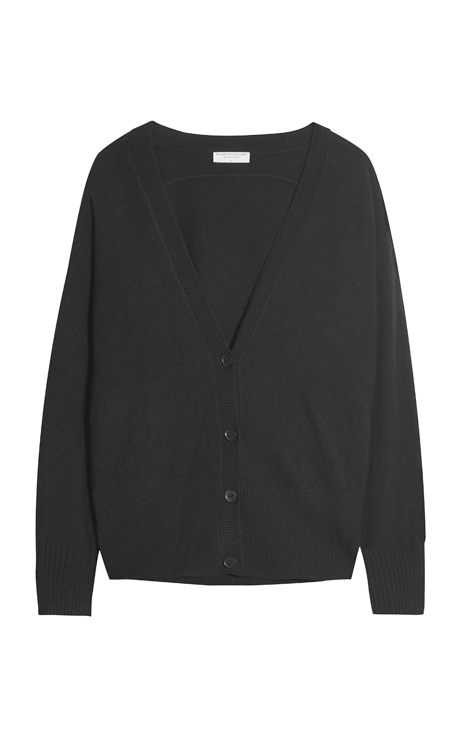 Majestic Cashmere Cardigan In Black