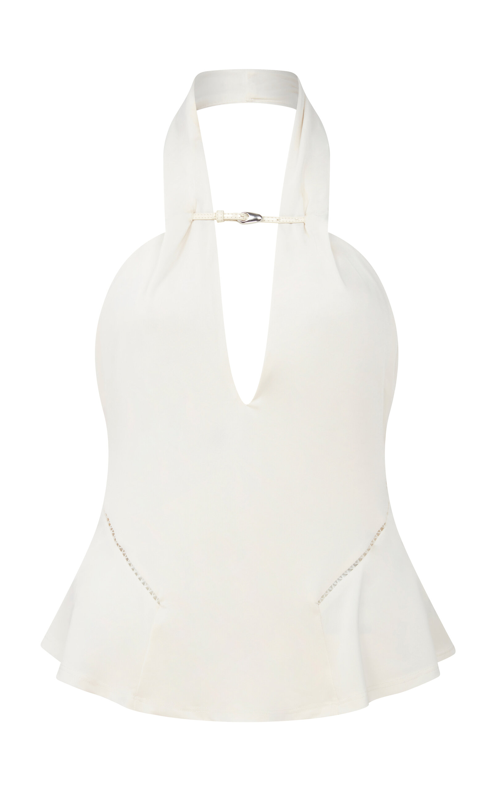 Paris Georgia Shrunken Cotton Peplum Top In Off-white