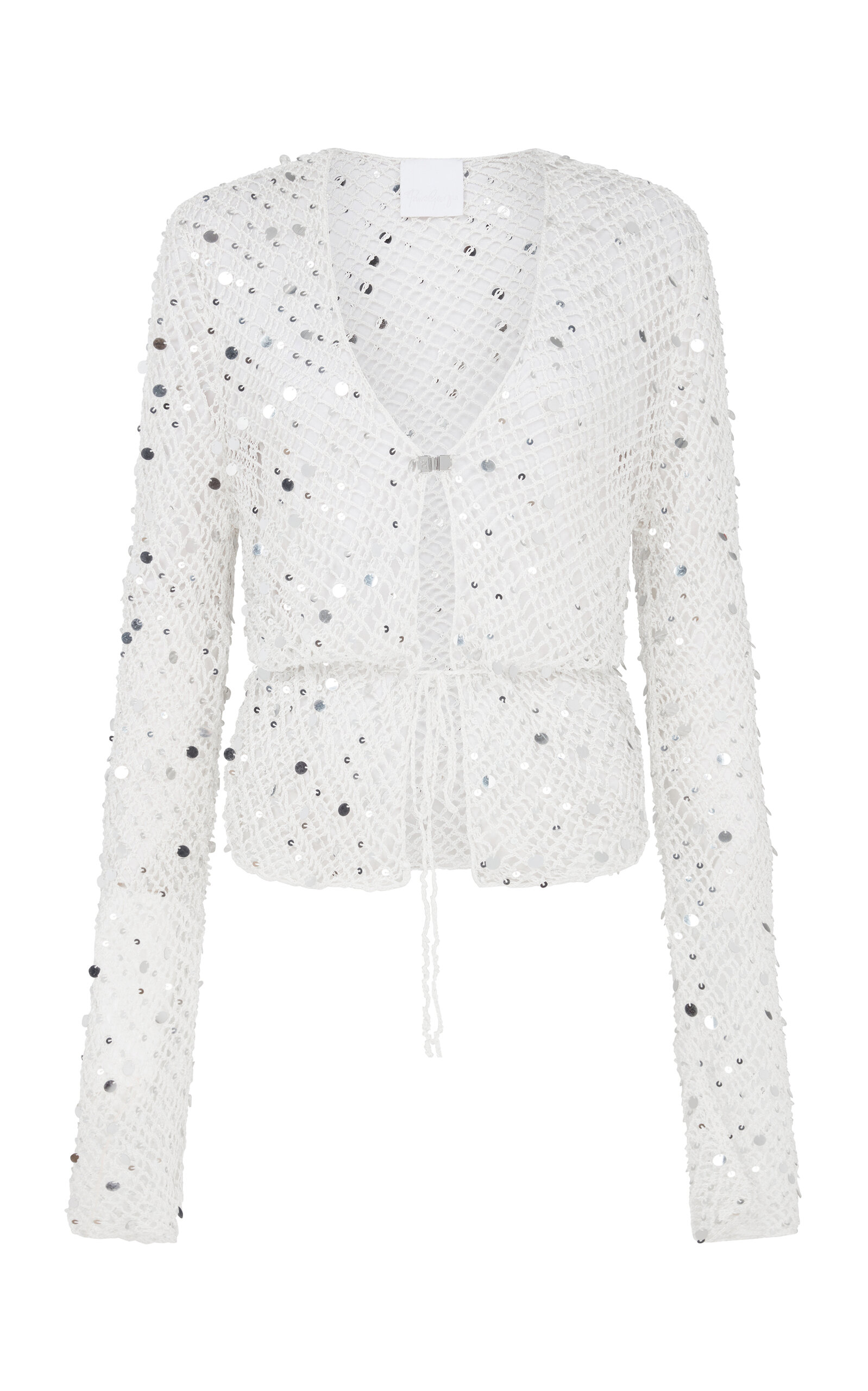 Paris Georgia Vera Sequined-crochet Cardigan In Off-white