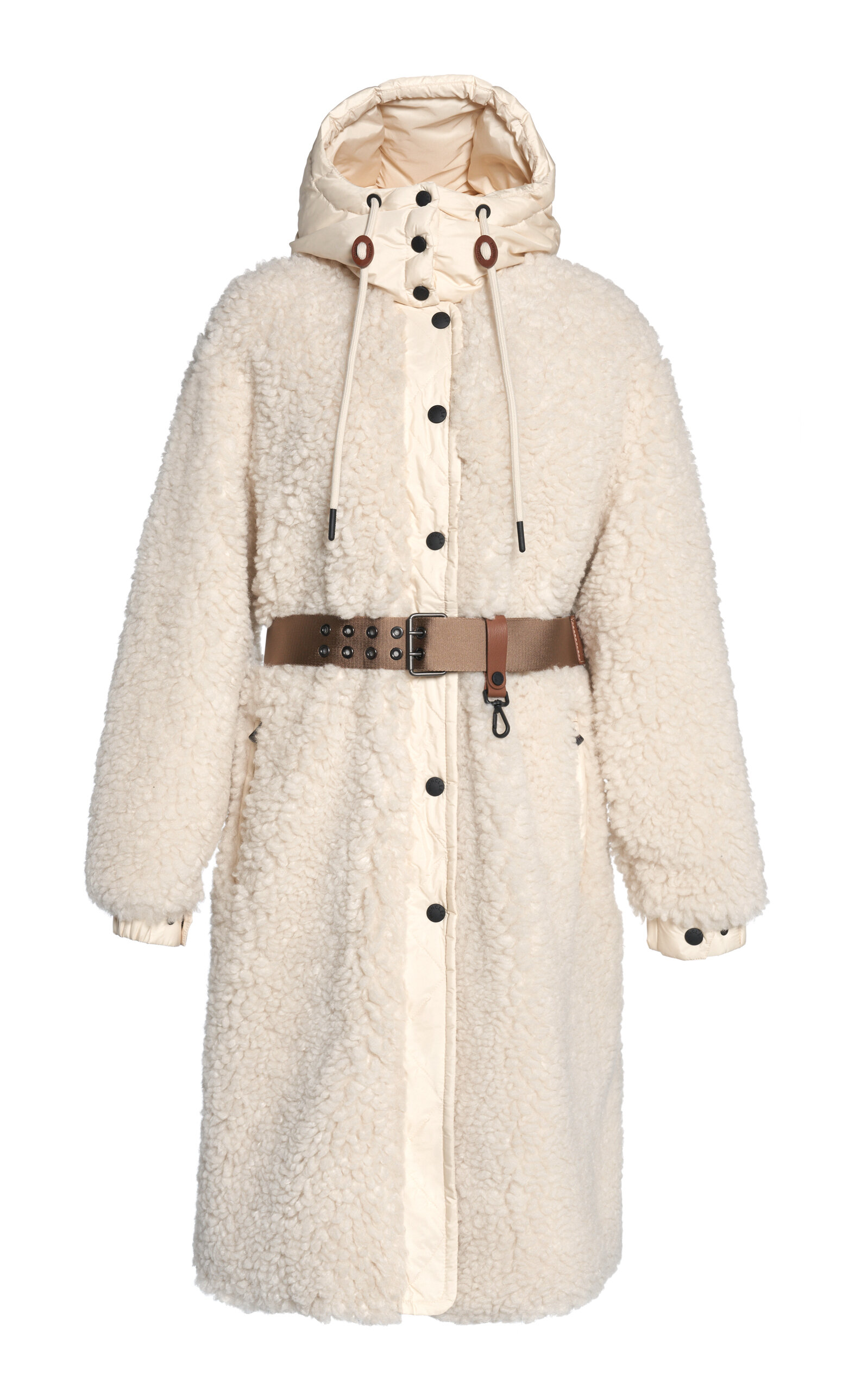 Moncler Blavet Long Teddy Coat In White