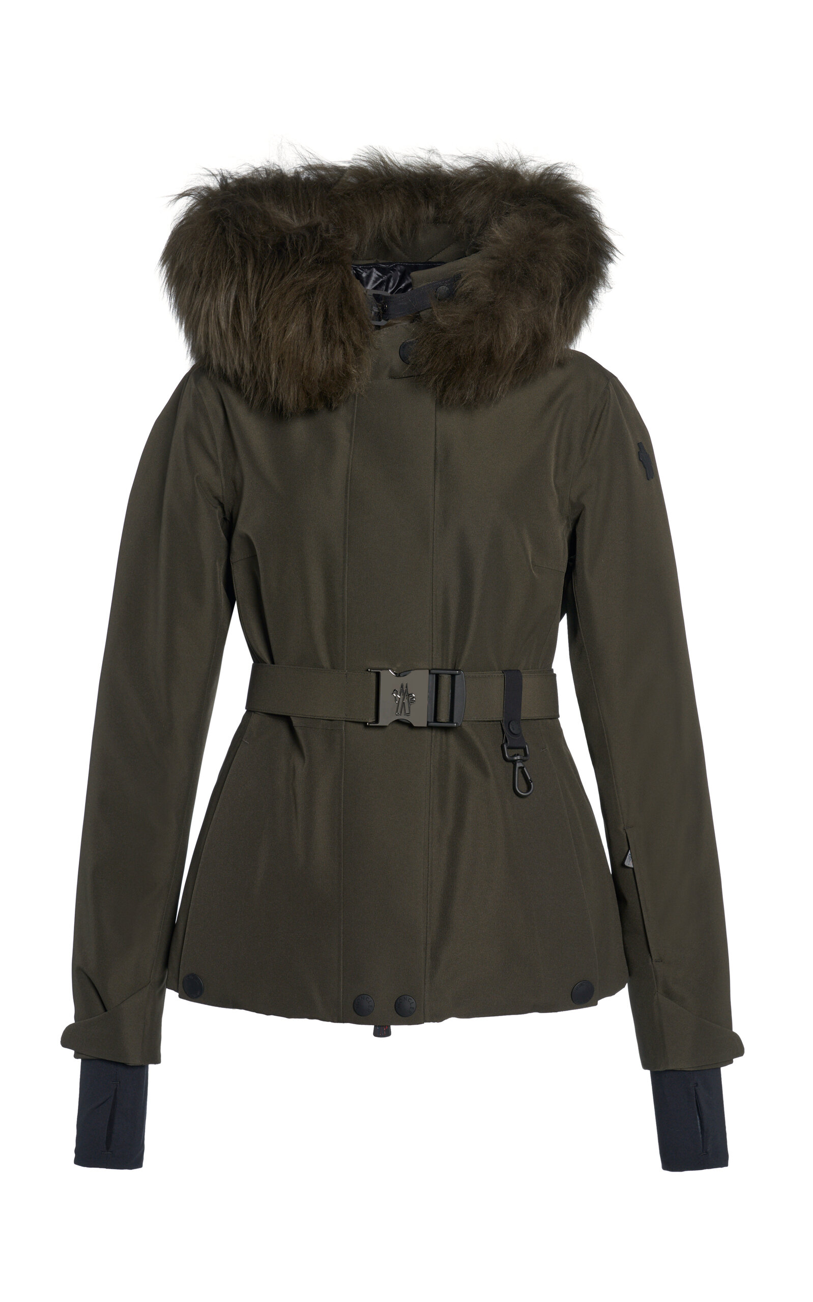 Moncler Laplance Shearling-trimmed Gore-tex® Down Ski Jacket In Brown