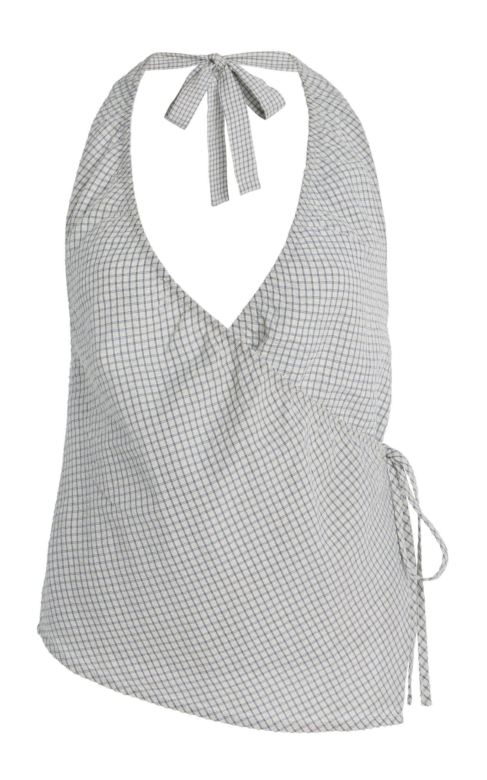 Exclusive Riviera Daphne Checked Cotton-Blend Halter Top
