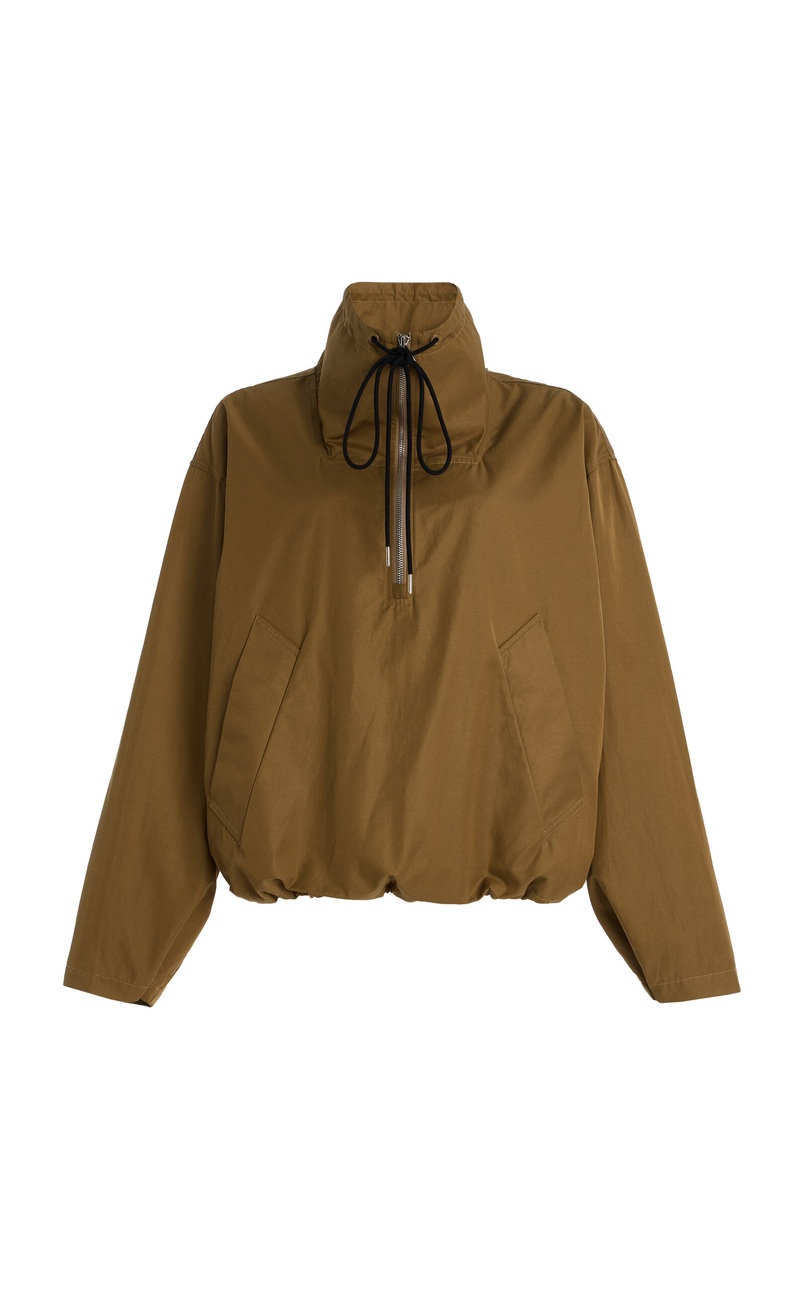 Agolde Lydia Half-zip Nylon Jacket In Khaki