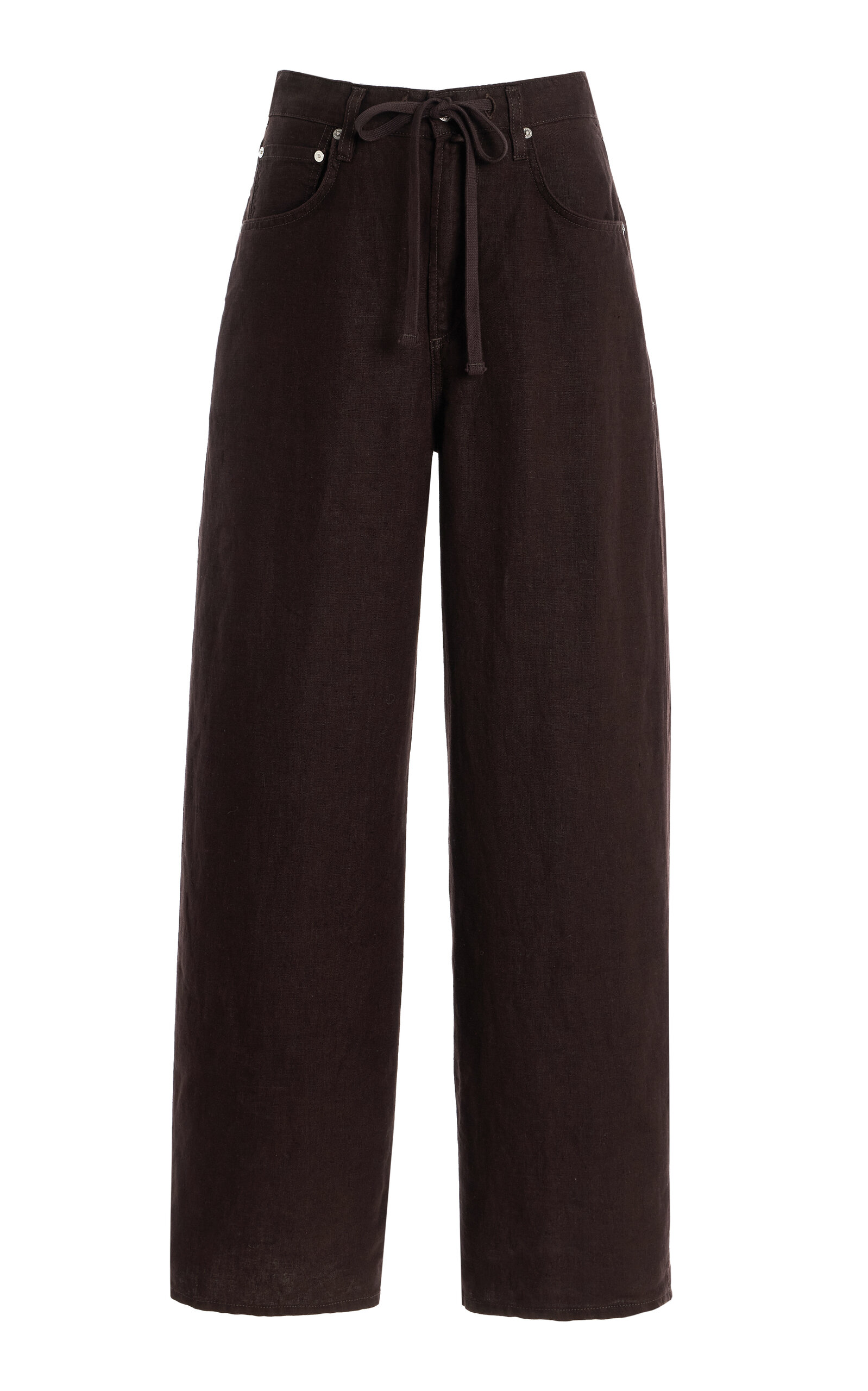 Shop Citizens Of Humanity Brynn Linen Drawstring Trousers In Brown