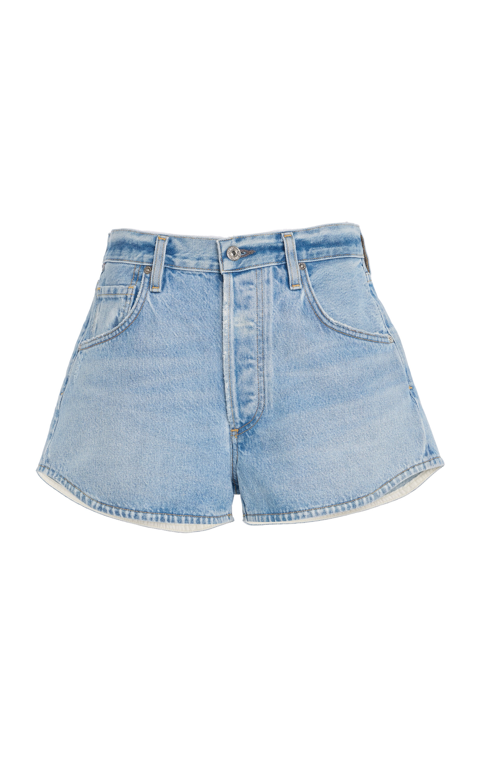Citizen Of Humanity Abita Curved-hem Denim Shorts In Light Wash