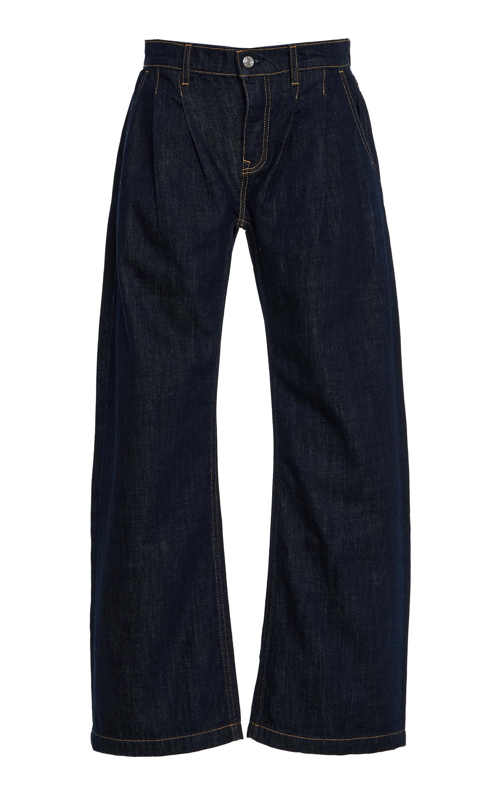 EB Denim Kendall Pleated Rigid Low-Rise Barrel-Leg Jeans