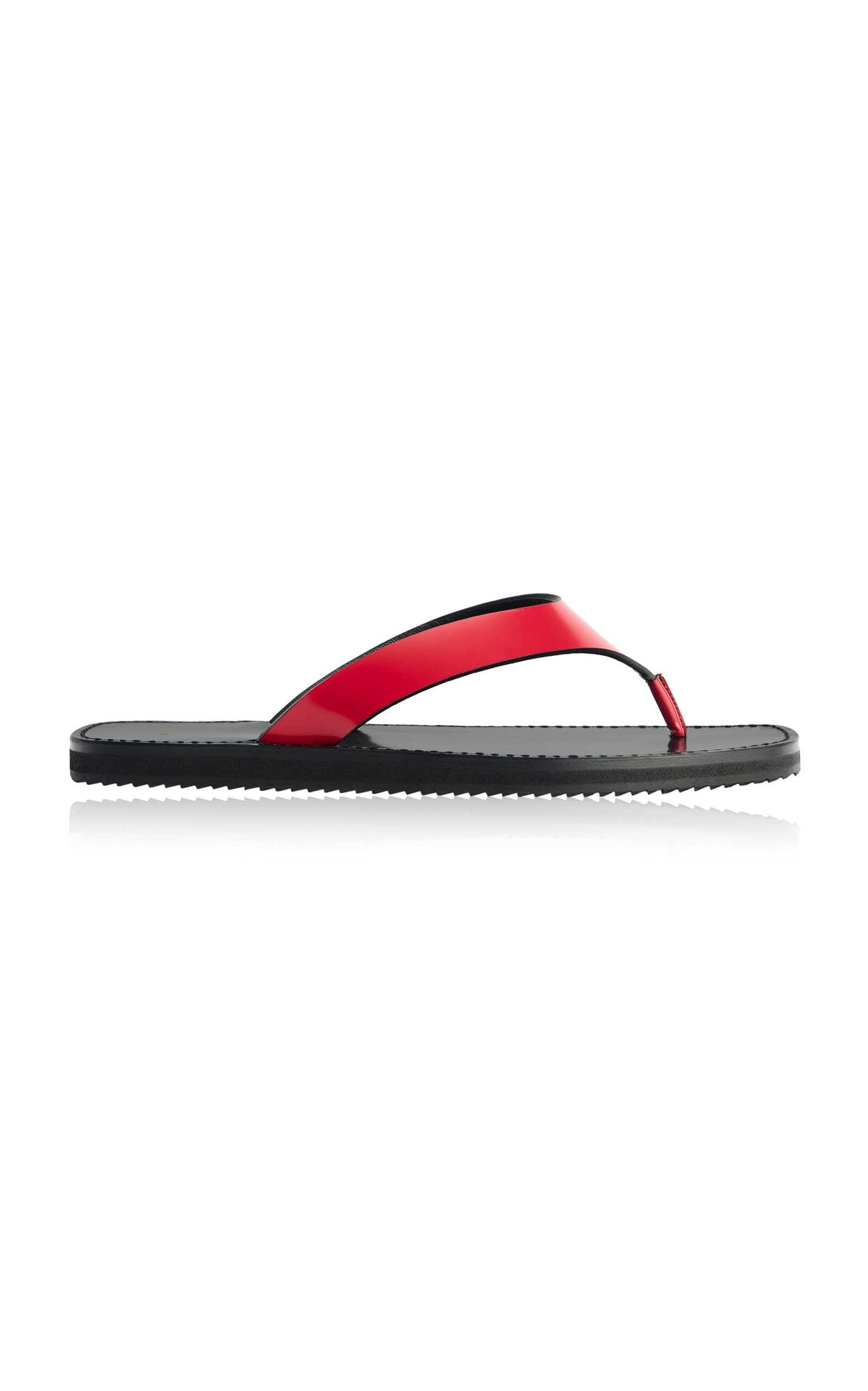 Jude Vermelho Brushed Leather Flip Flops In Red