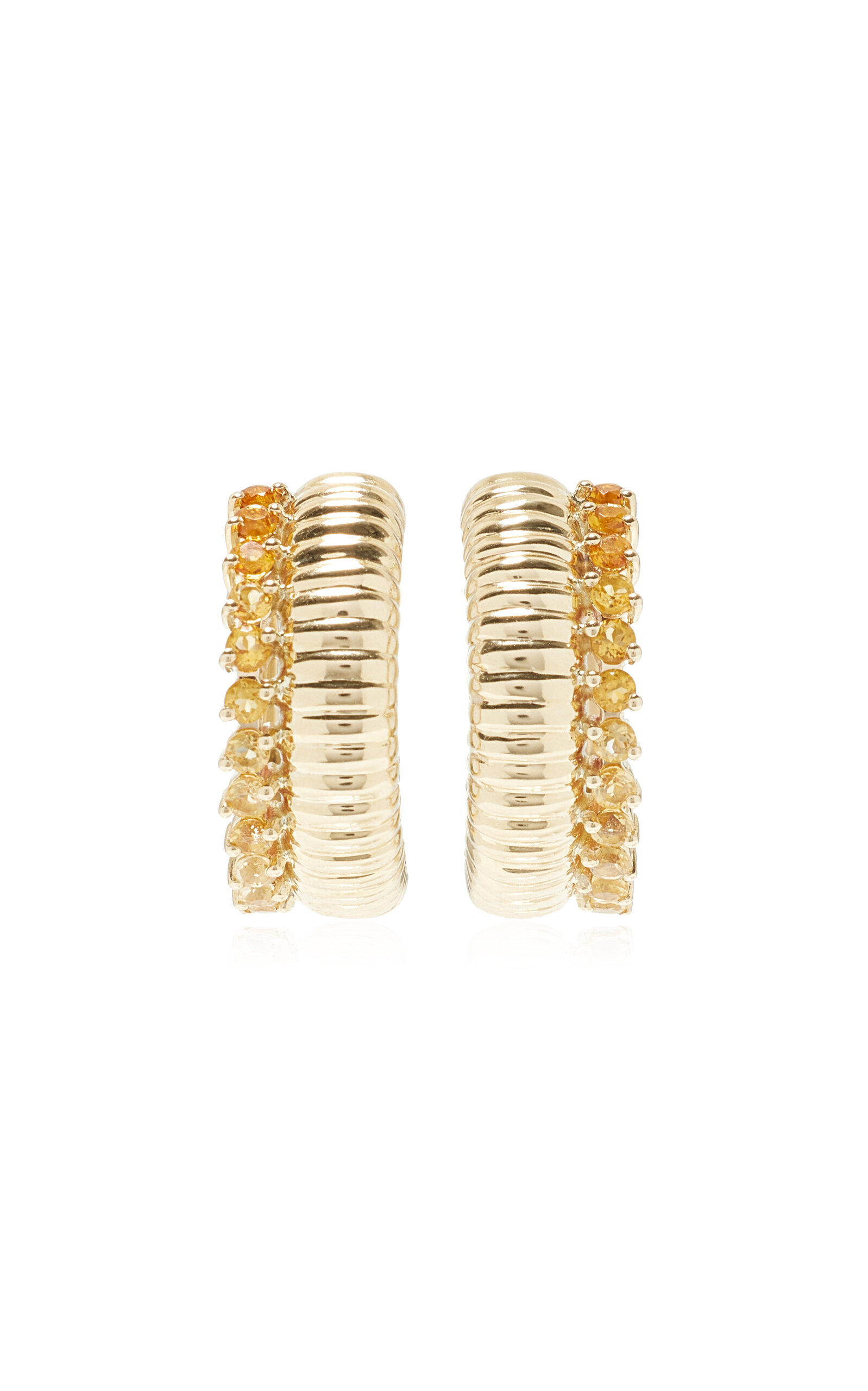 Yvonne Léon Exclusive Riviera Buoyed Brelingot 9k Yellow Gold Ombre Citrine Hoop Earrings In Multi