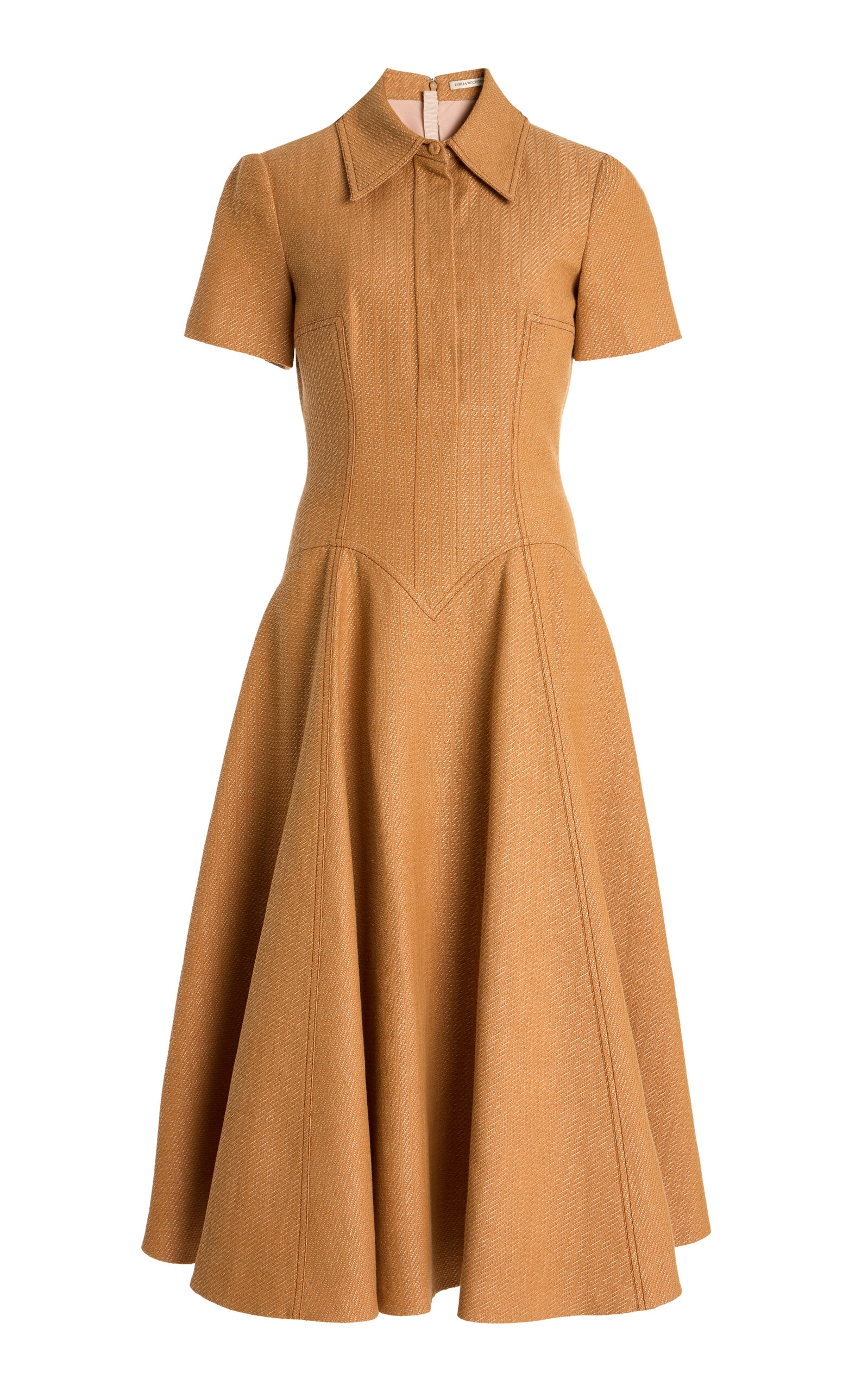 Emilia Wickstead Jody Cotton Midi Dress In Tan