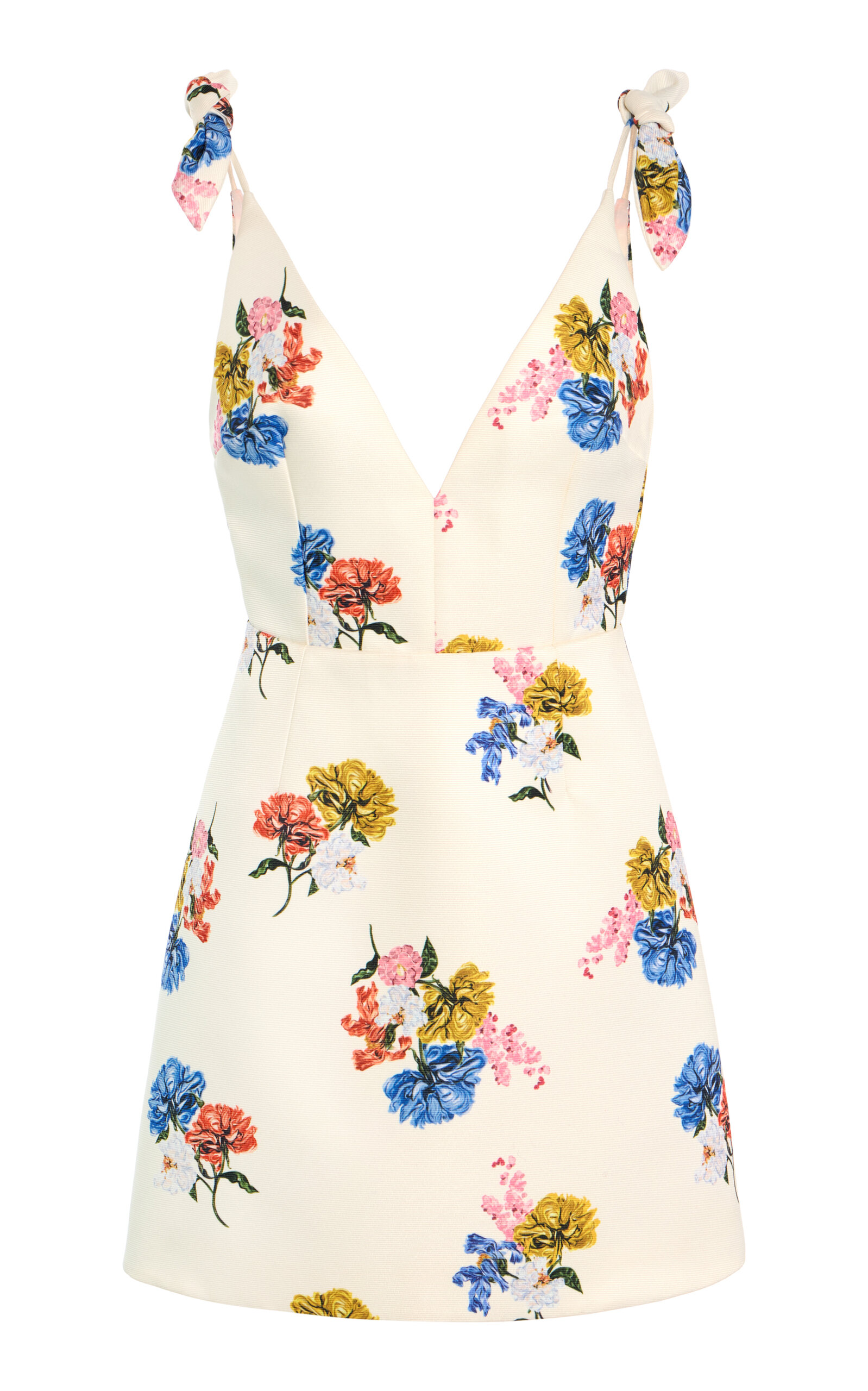 Emilia Wickstead Vero Ribbon-Detailed Floral Twill Mini Dress