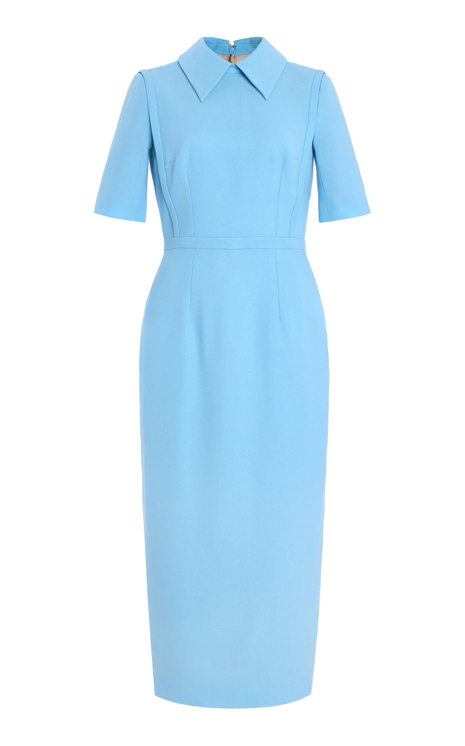 Emilia Wickstead Clotilde Wool Bodycon Dress In Light Blue