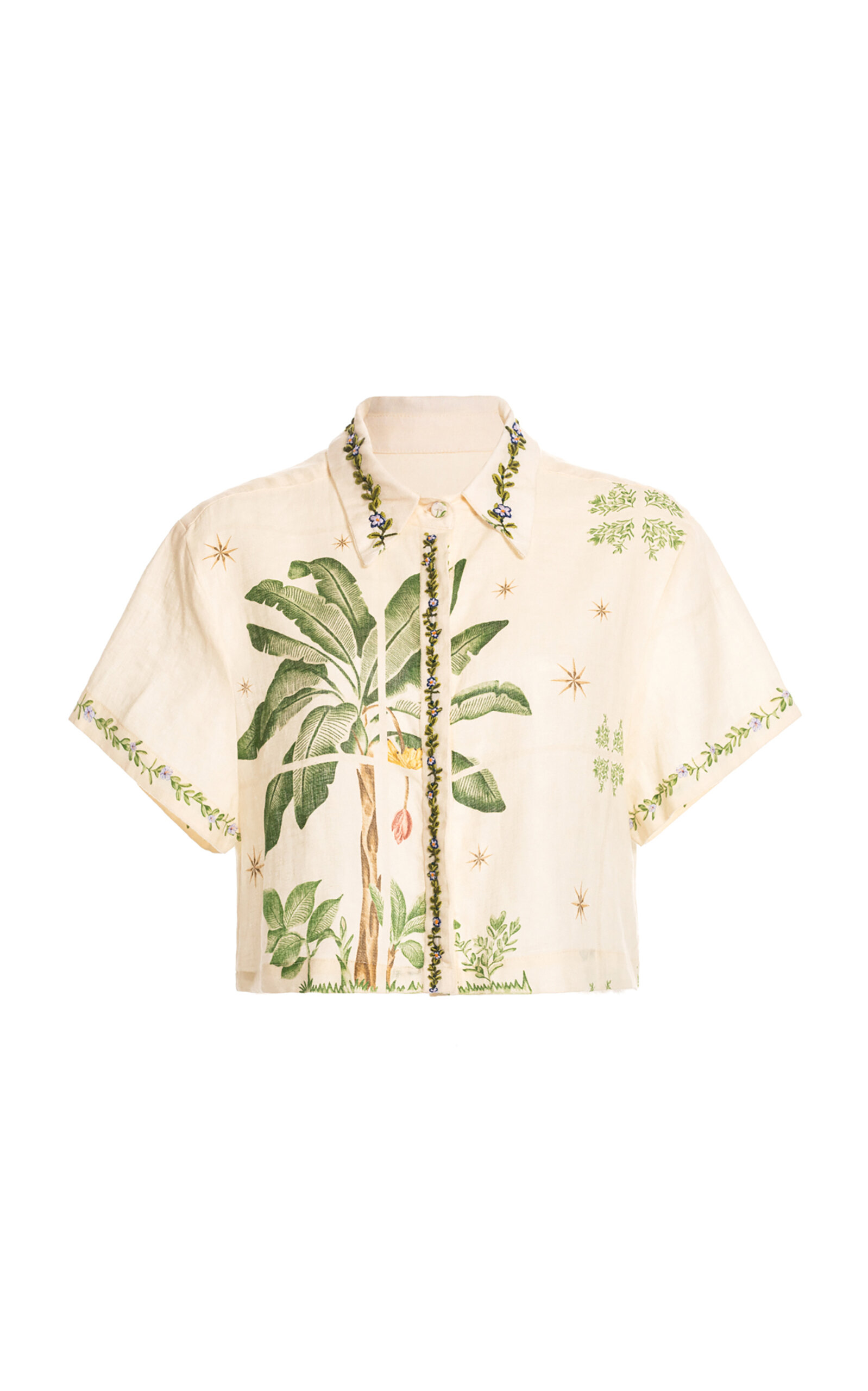 Agua by Agua Bendita Virtuosa Embroidered Linen Blouse