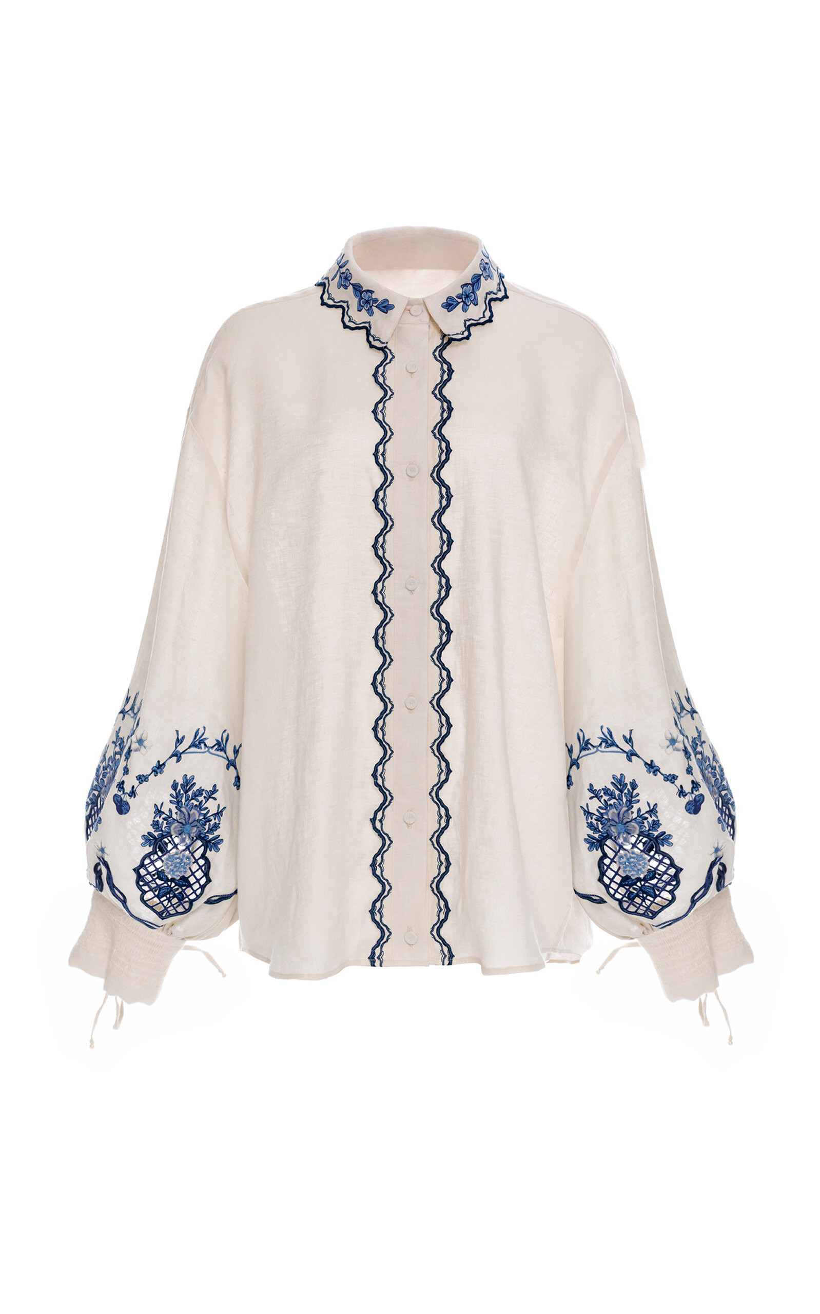 Agua by Agua Bendita Abadía Embroidered Linen Blouse