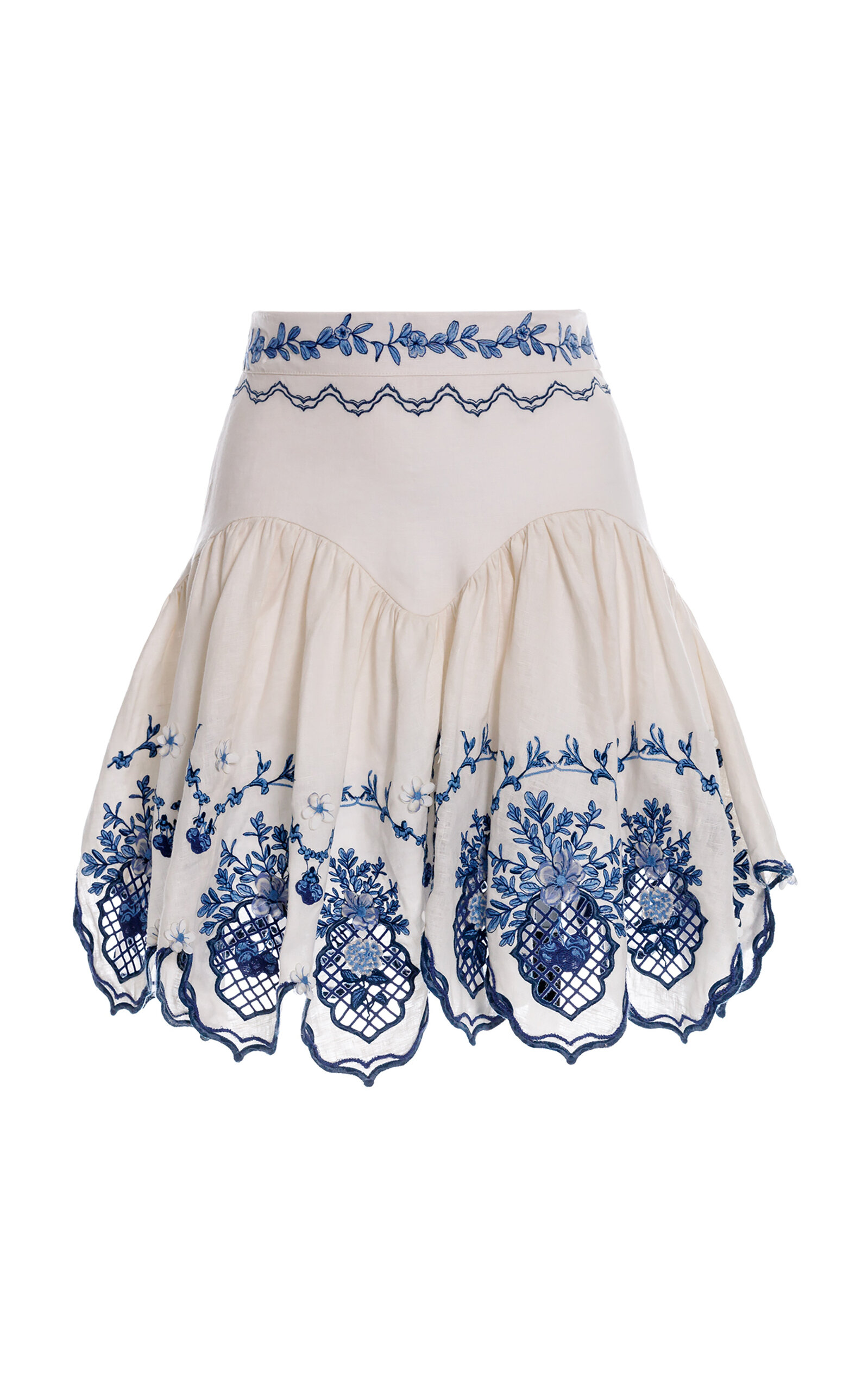 Agua by Agua Bendita Acaí Embroidered Linen Mini Skirt